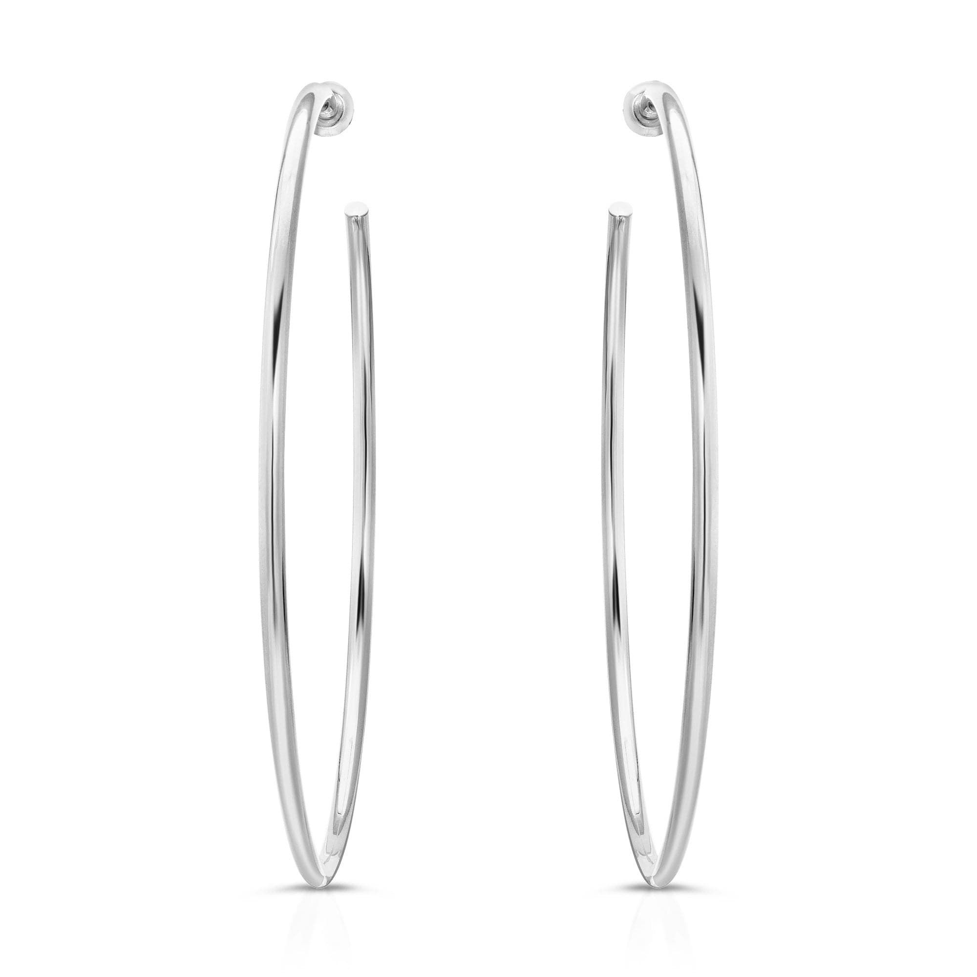 Shiny silver hoop earrings from the 2.5 inch Ultimate Hoops collection