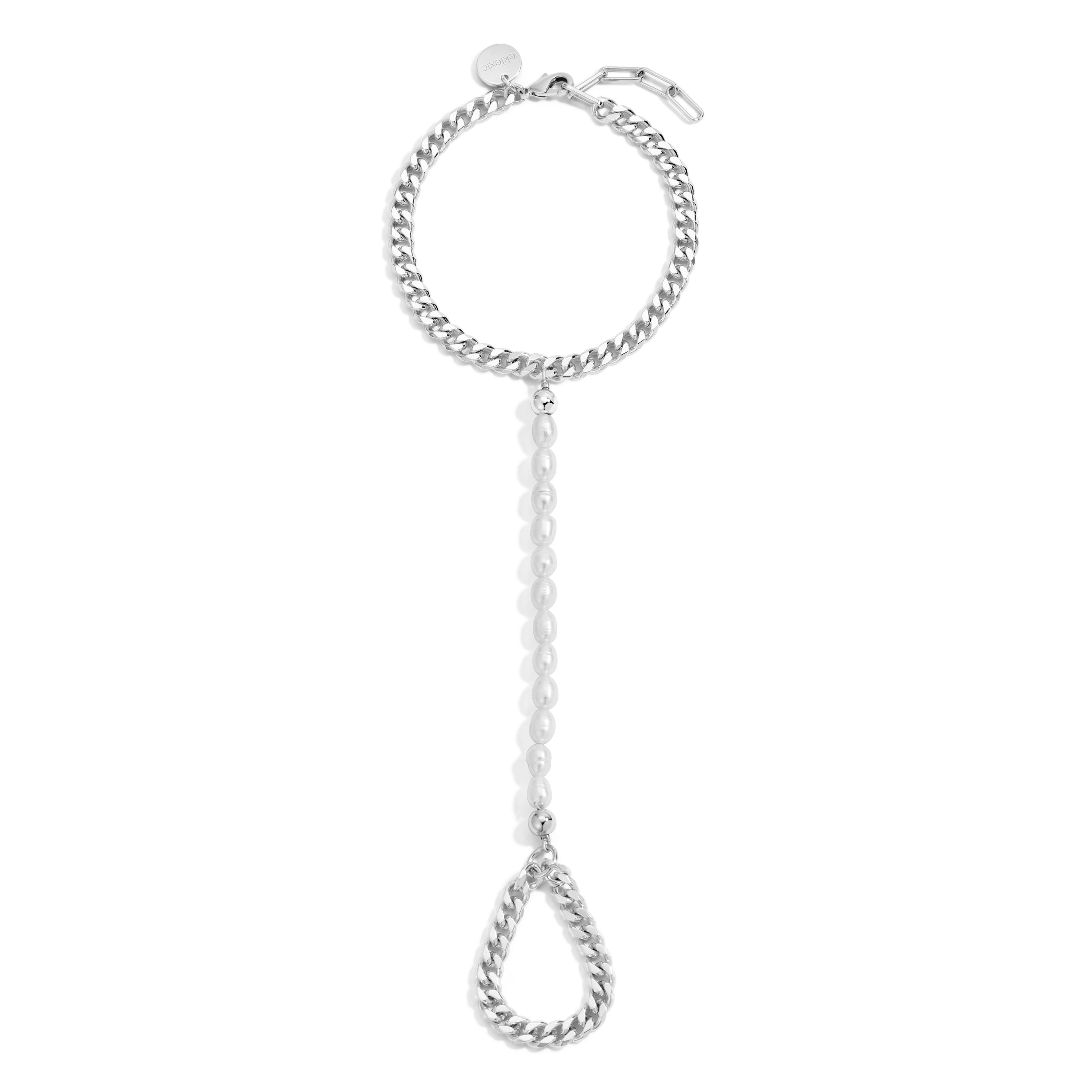 Pearl & Curb Chain Hand Chain