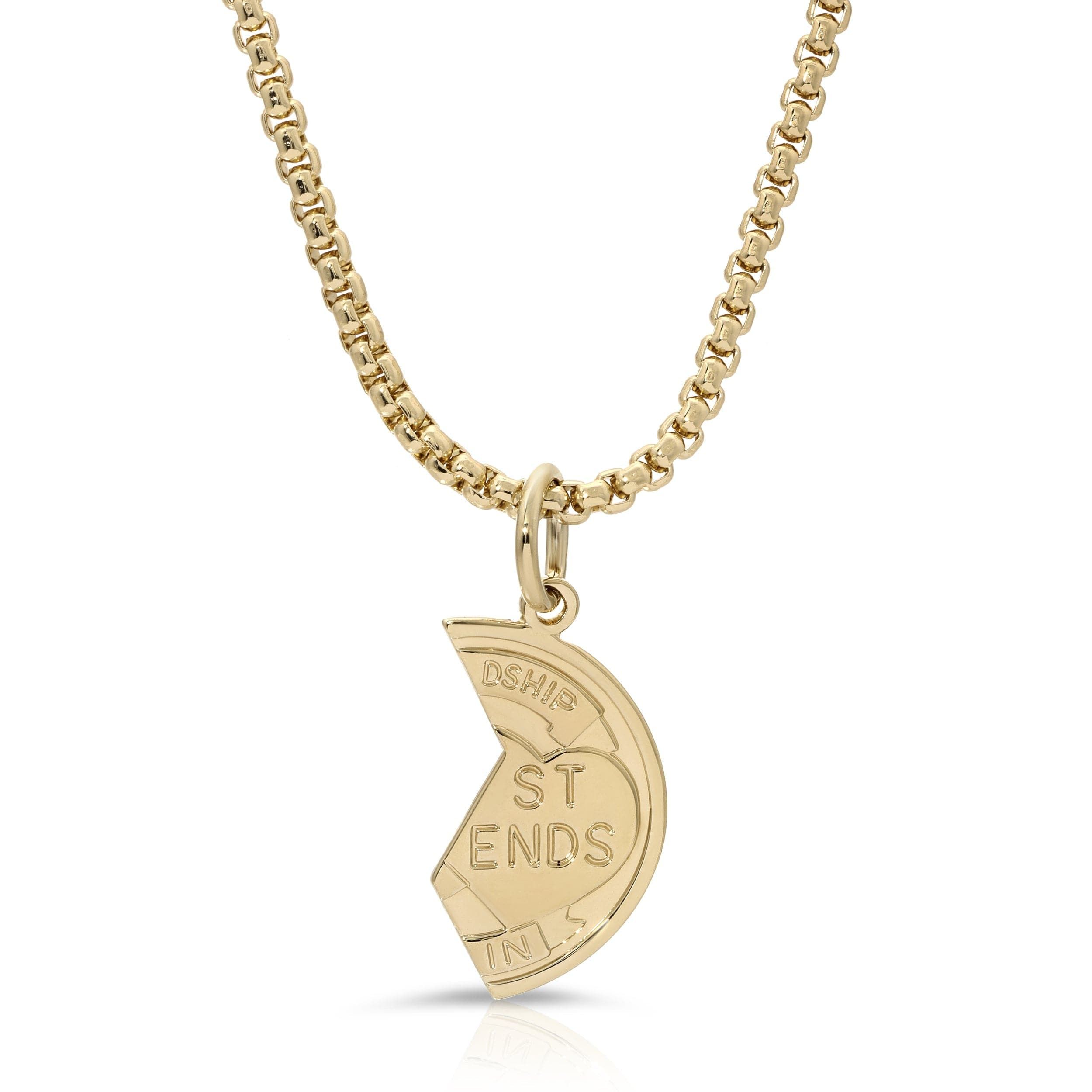 Gold friendship necklace with charming coin pendant from Best Friend Coin Necklaces