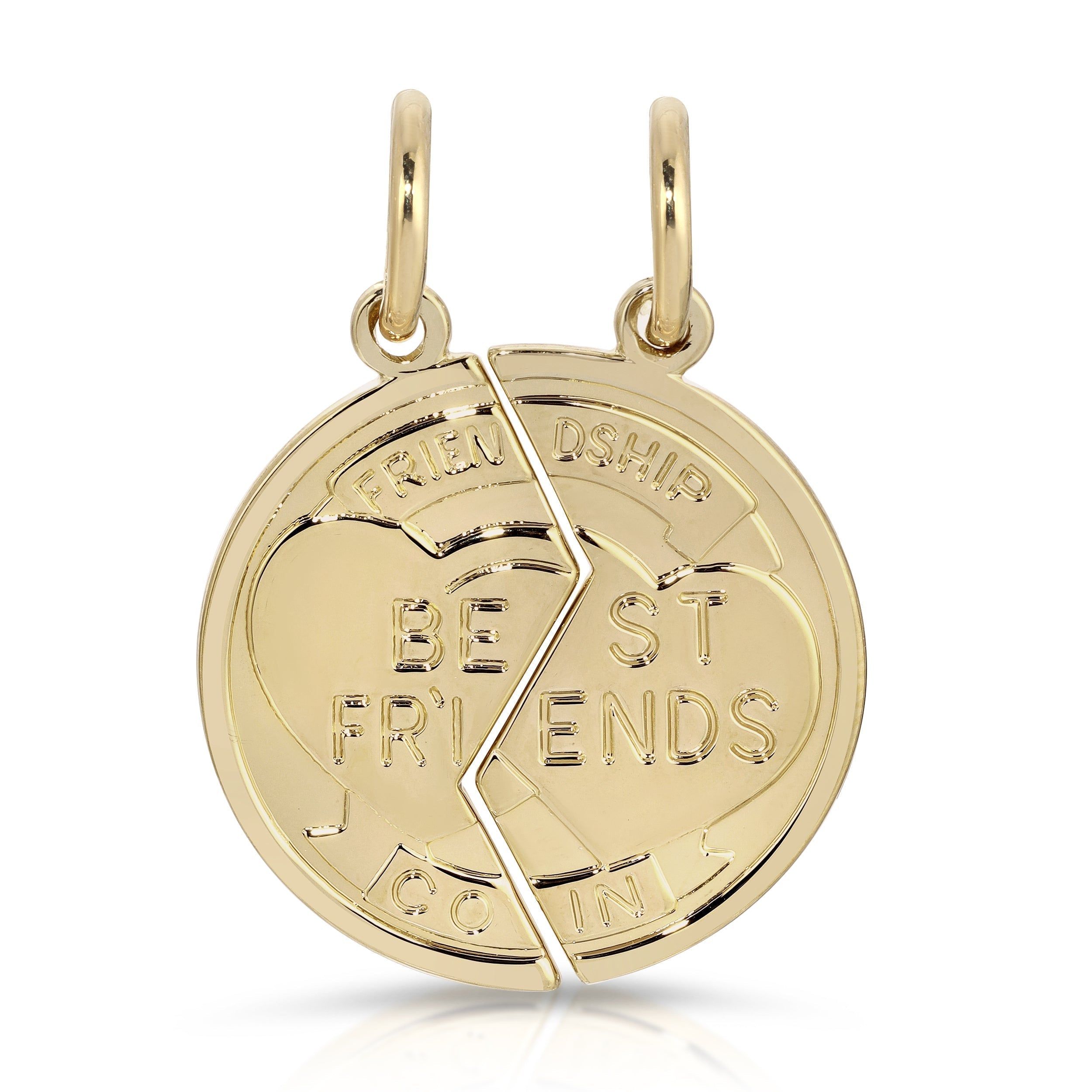 Gold best friends pendant from Best Friend Coin Pendants, perfect for your BFFs