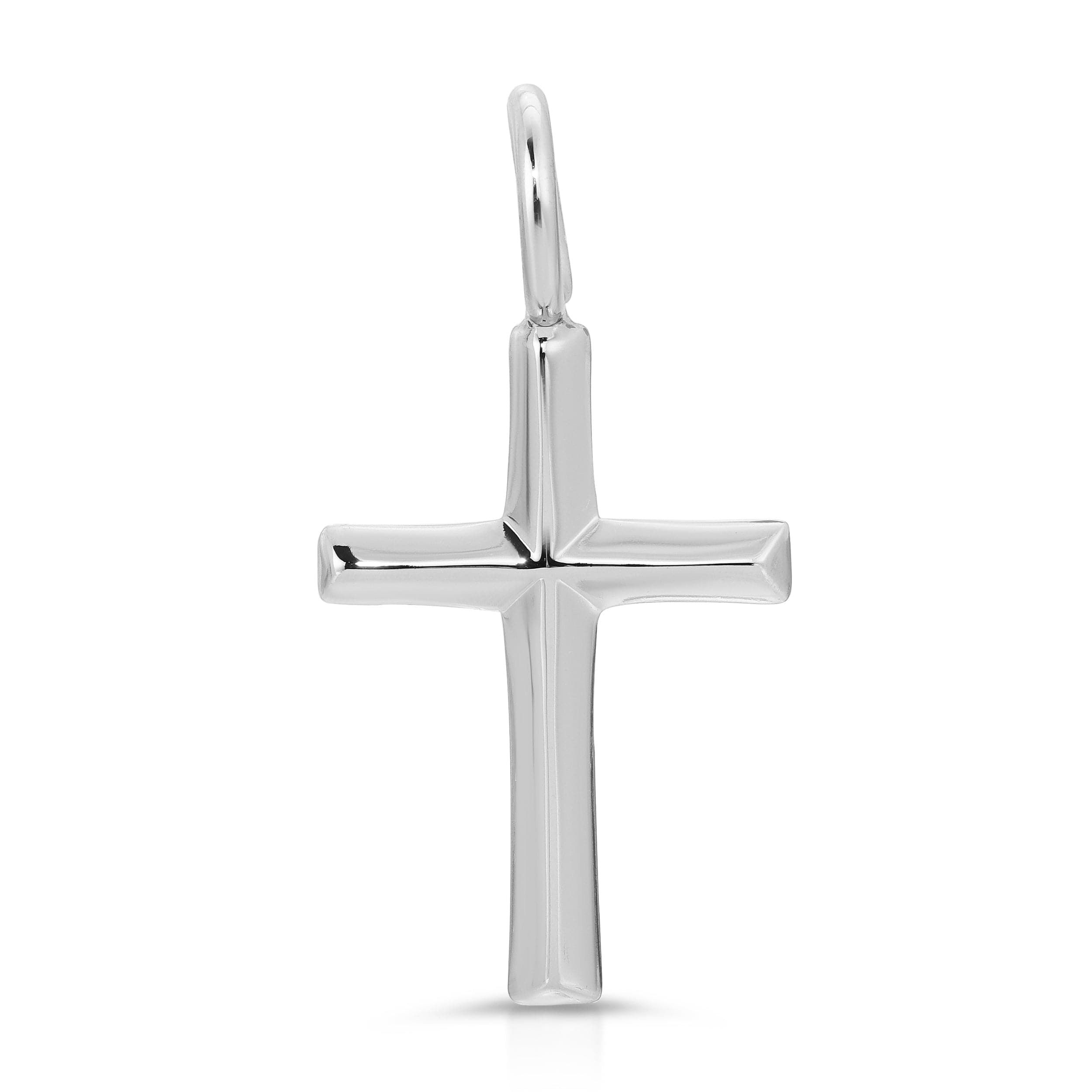 Shiny silver cross pendant displayed in a stylish Cross Pendant product shot
