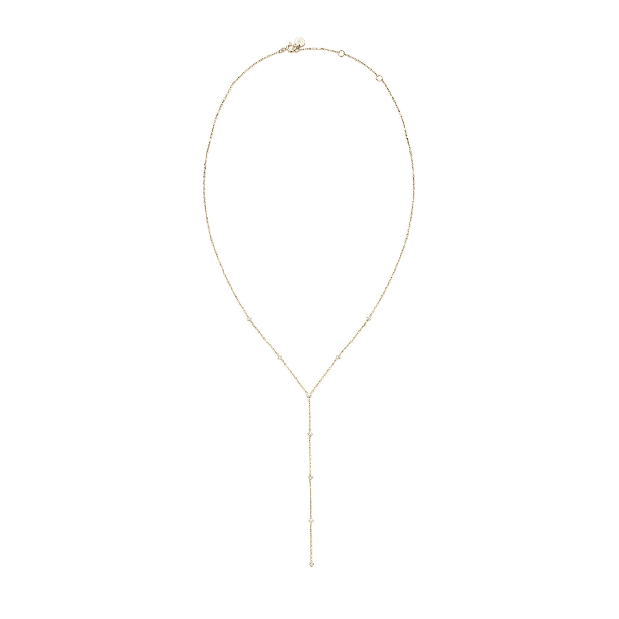 Delicate silver-toned Lariat necklace with small bead accents from Diamond Studded Lariat collection