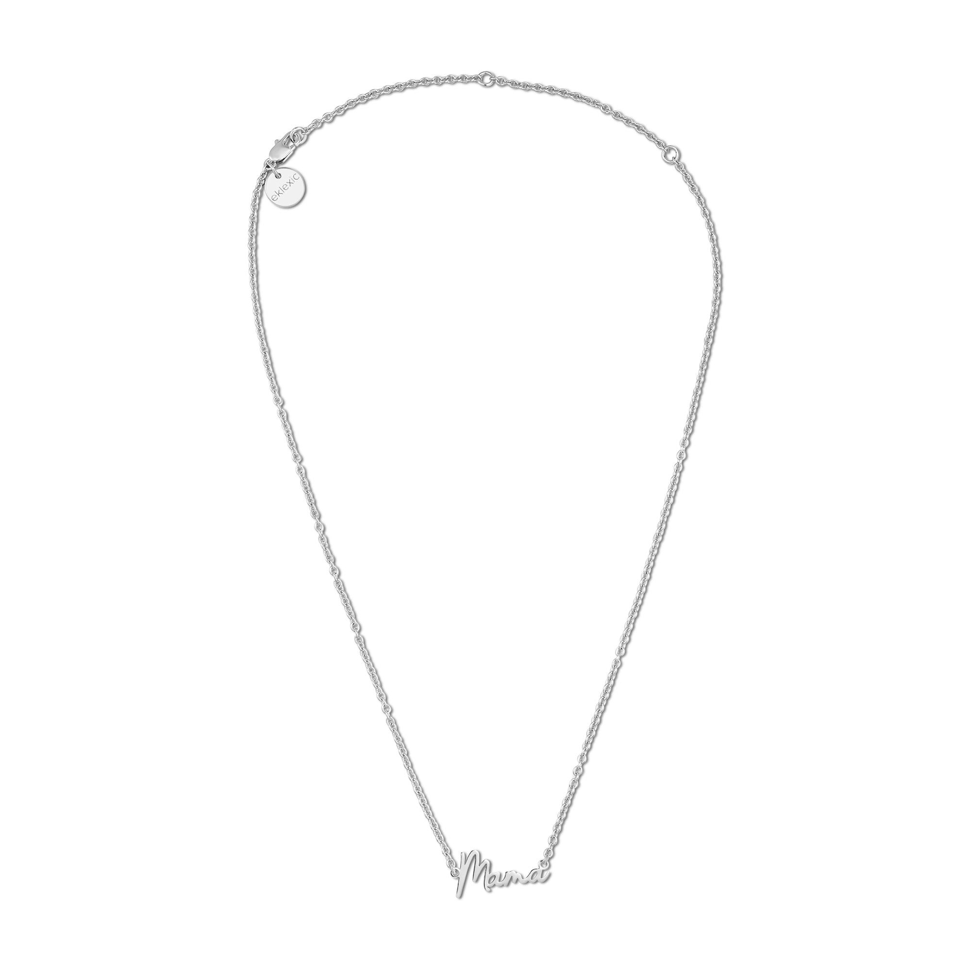 Shiny Silver Mama Necklace from Dainty Script Mama Collection