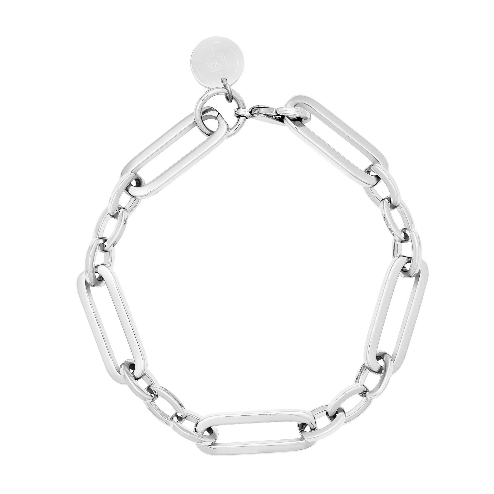 Dean Bracelet silver chain-link bracelet with a circular charm for a cool vibe