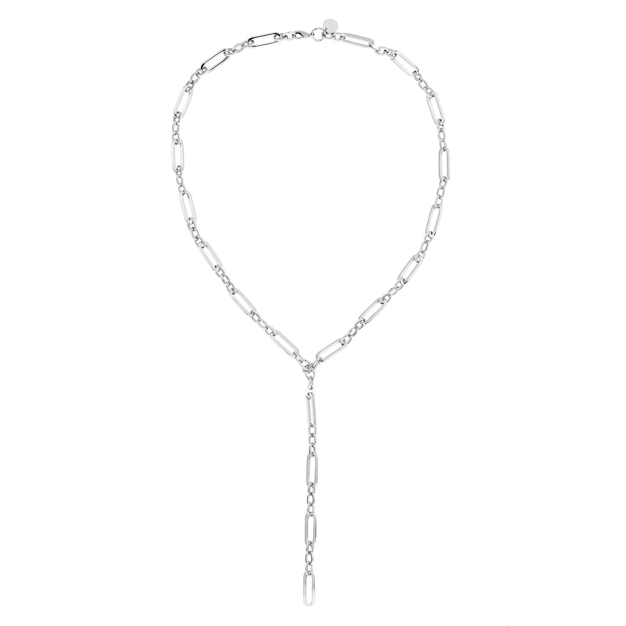 Silver chain Y-necklace from Dean Lariat Necklace collection looks stylish and sleek