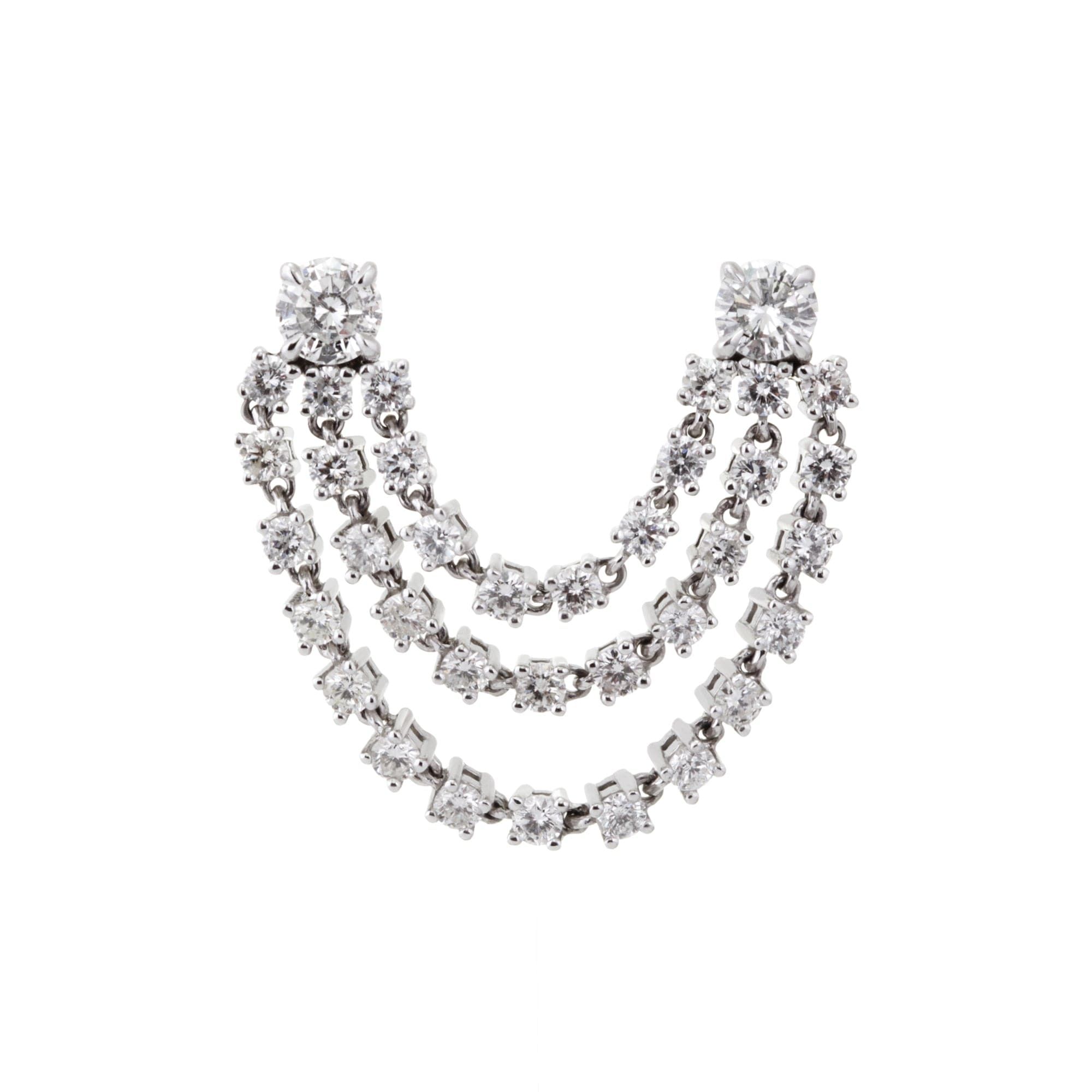 Sparkly Double Diamond Chain Earrings with waterfall design for a trendy look
