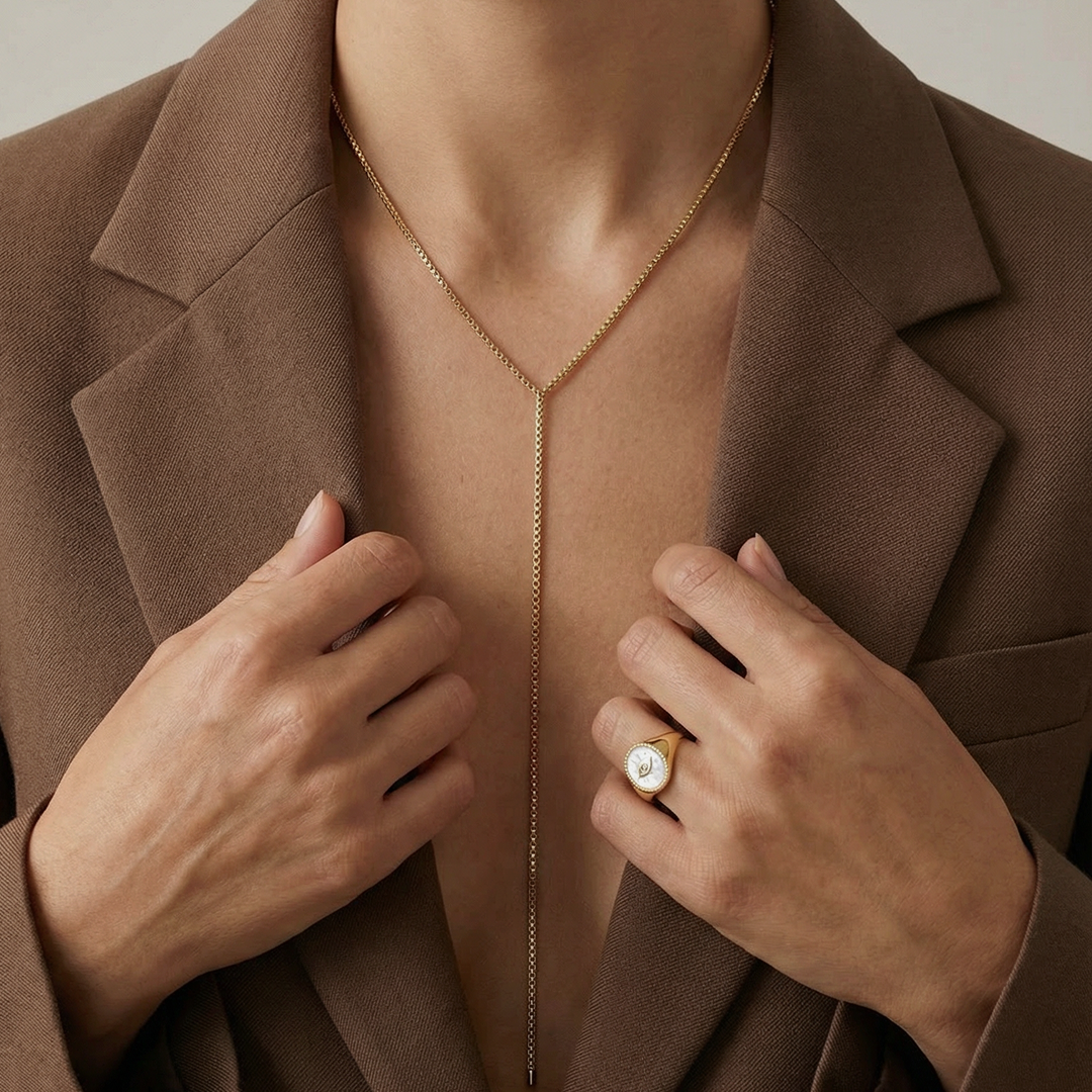 Evil Eye Signet Ring With Mop & CZ Center Stone