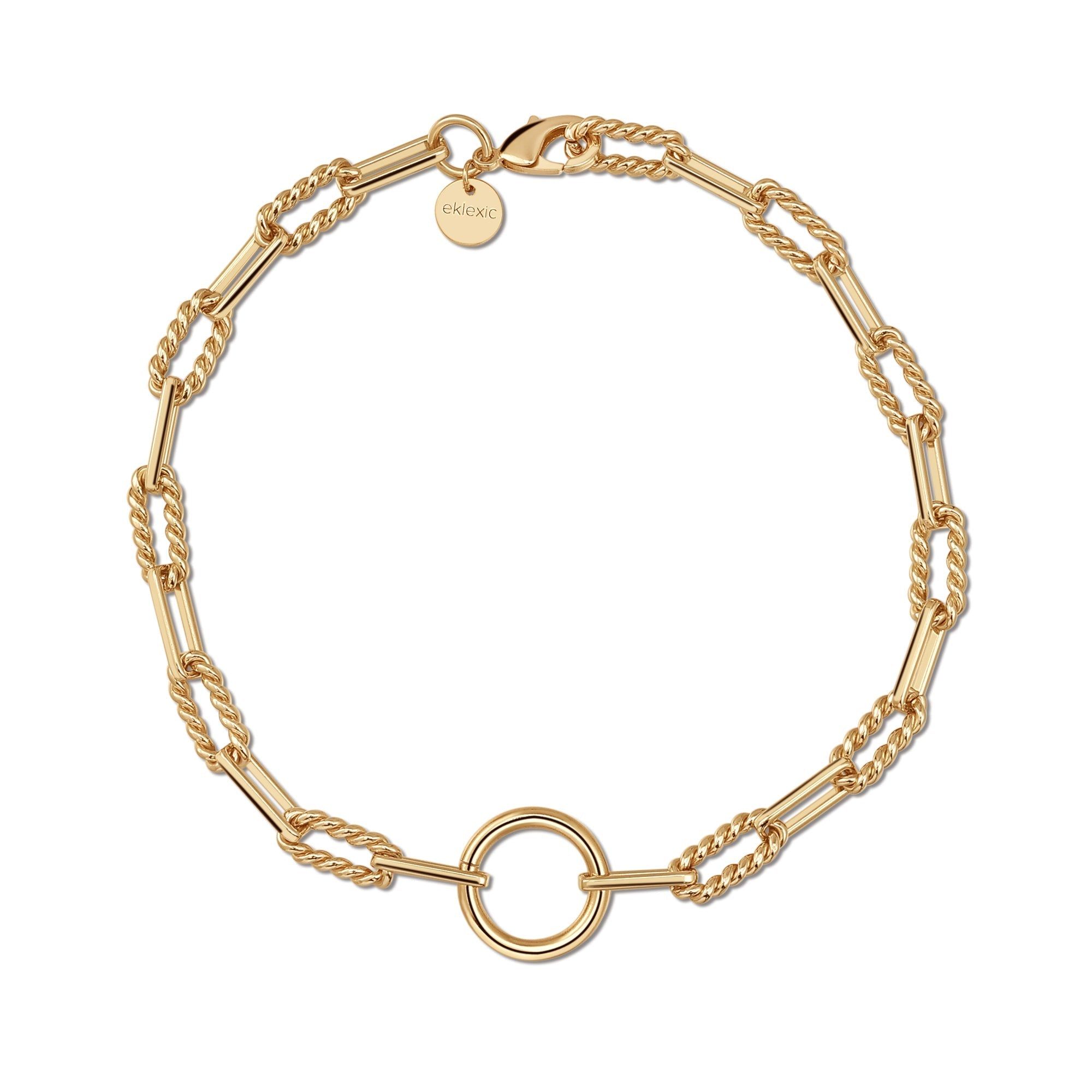Gold-toned chain link bracelet with circular accents from Eliza Necklace collection