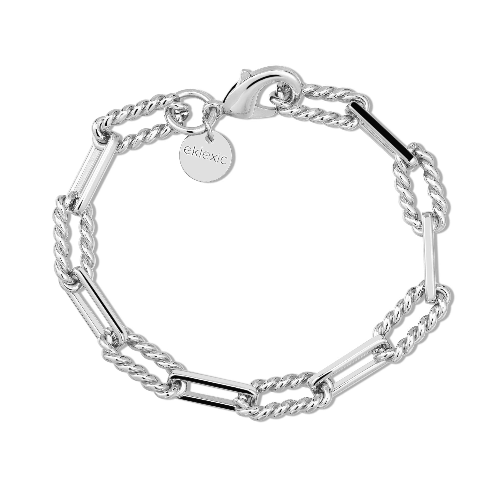 Silver twisted-link bracelet from the Enzo Bracelet collection, stylish and shiny jewelry piece