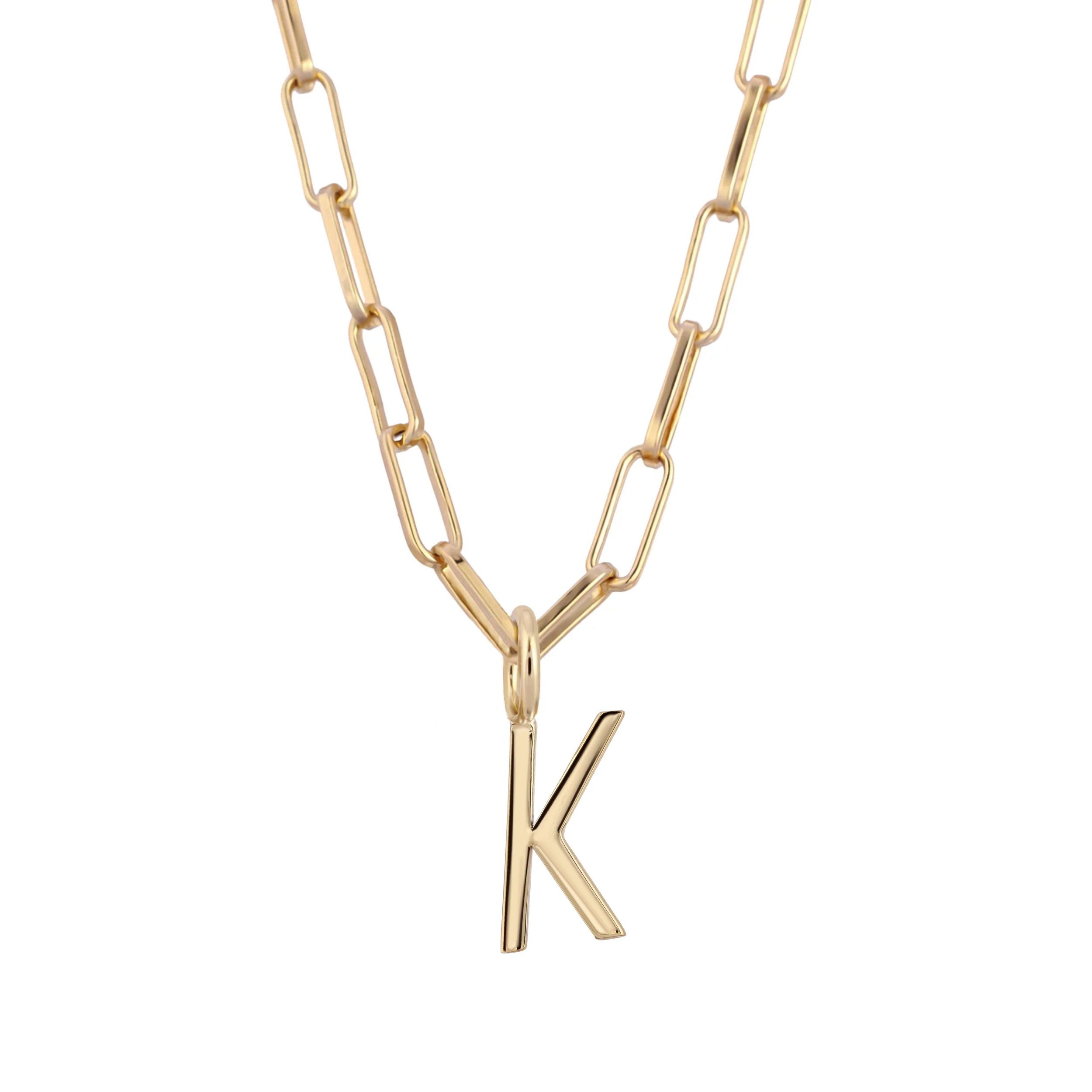 Essential Letter Charm Necklace - GOLD / K / 16’’ - Charm Necklaces
