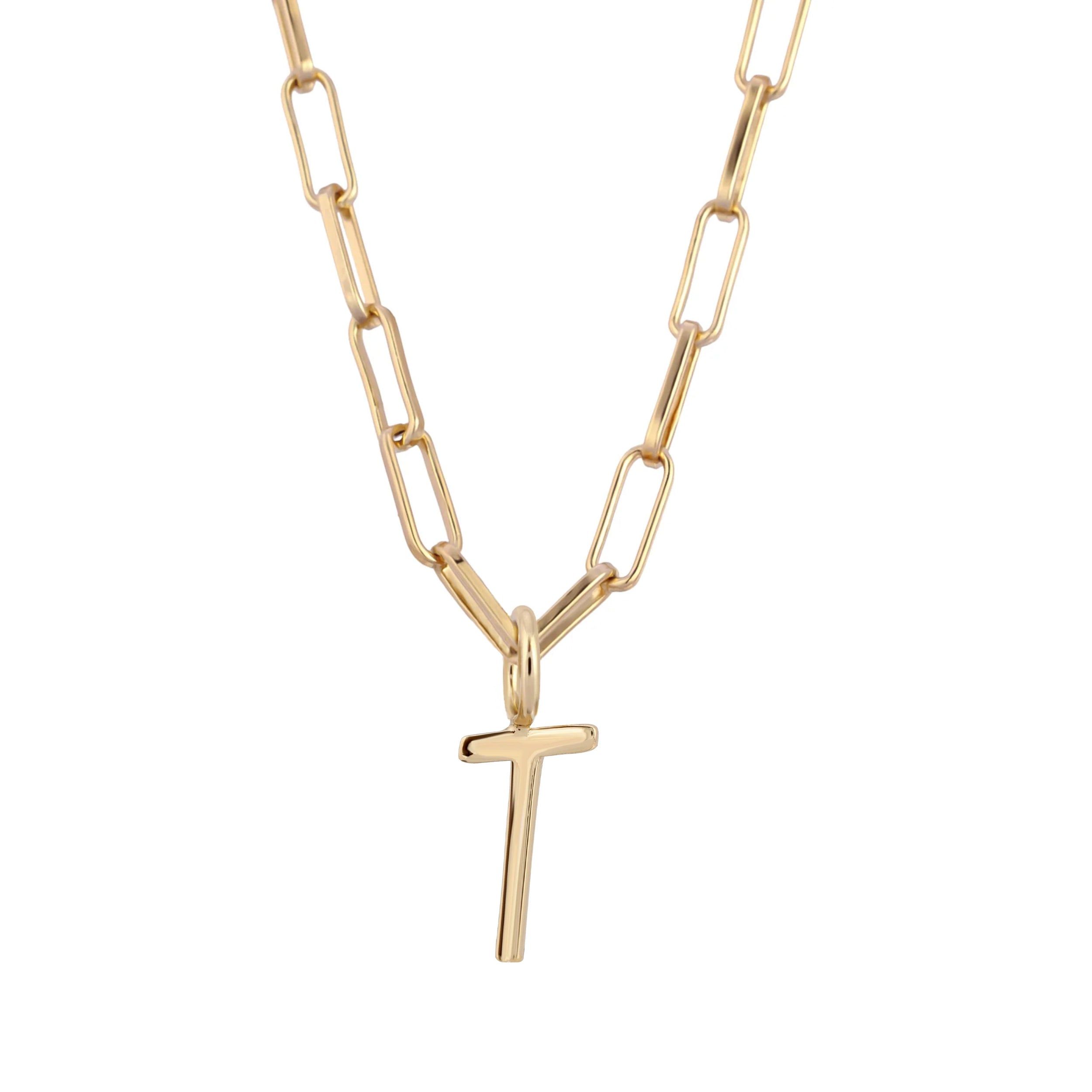 Essential Letter Charm Necklace - GOLD / T / 16’’ - Charm Necklaces