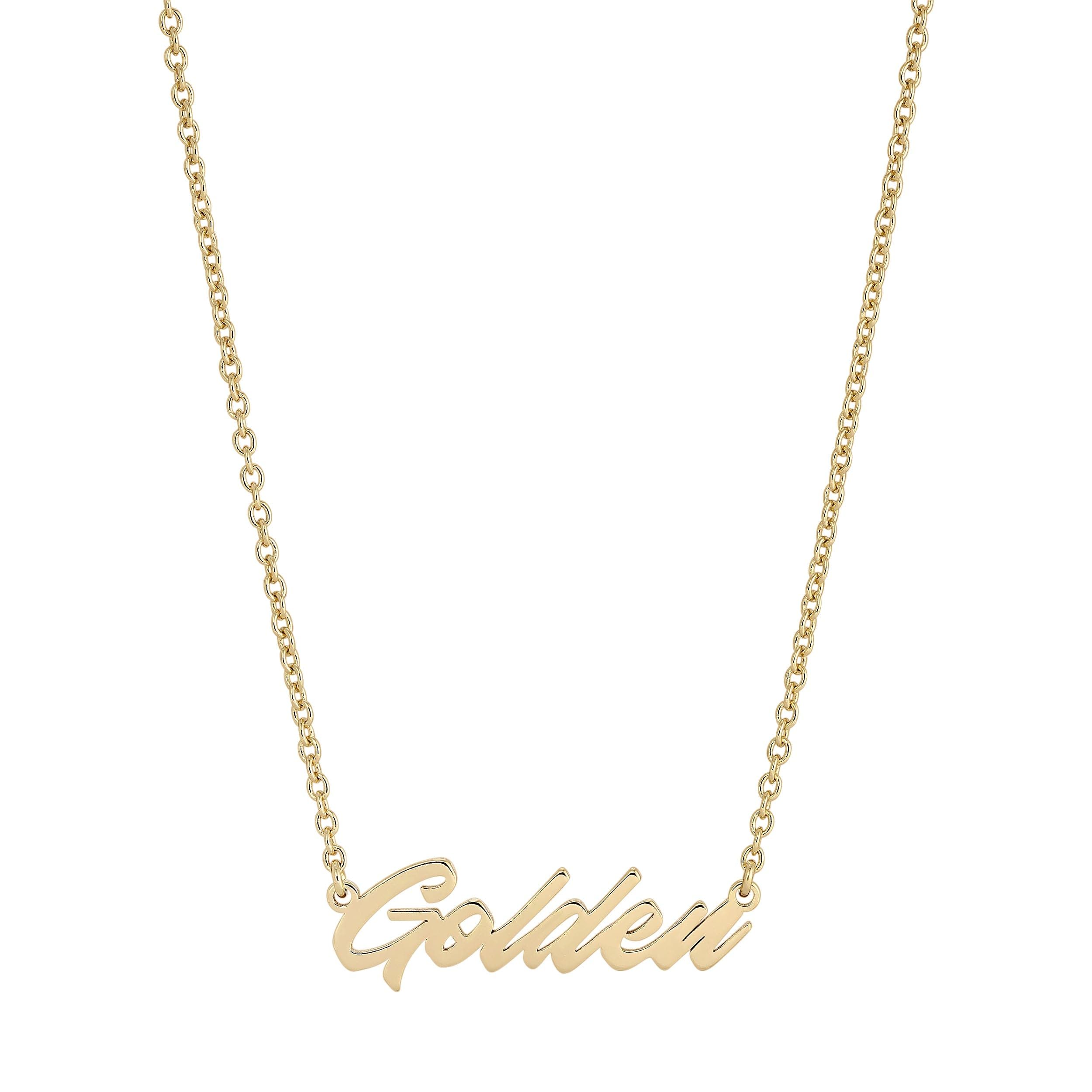 Golden nameplate necklace perfect for adding a custom touch to your style