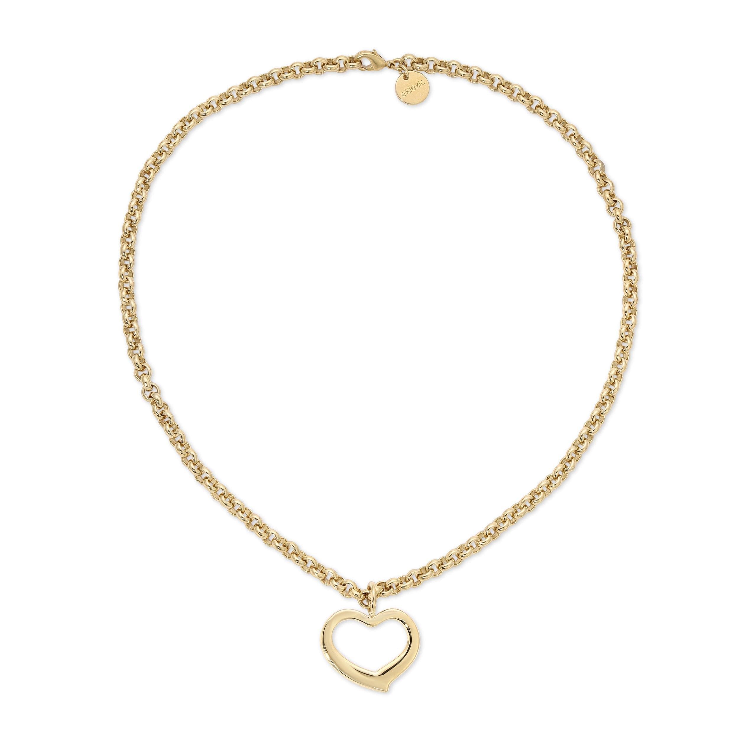 Gold chain necklace with open heart pendant from Haley Open Heart Pendant Necklace collection