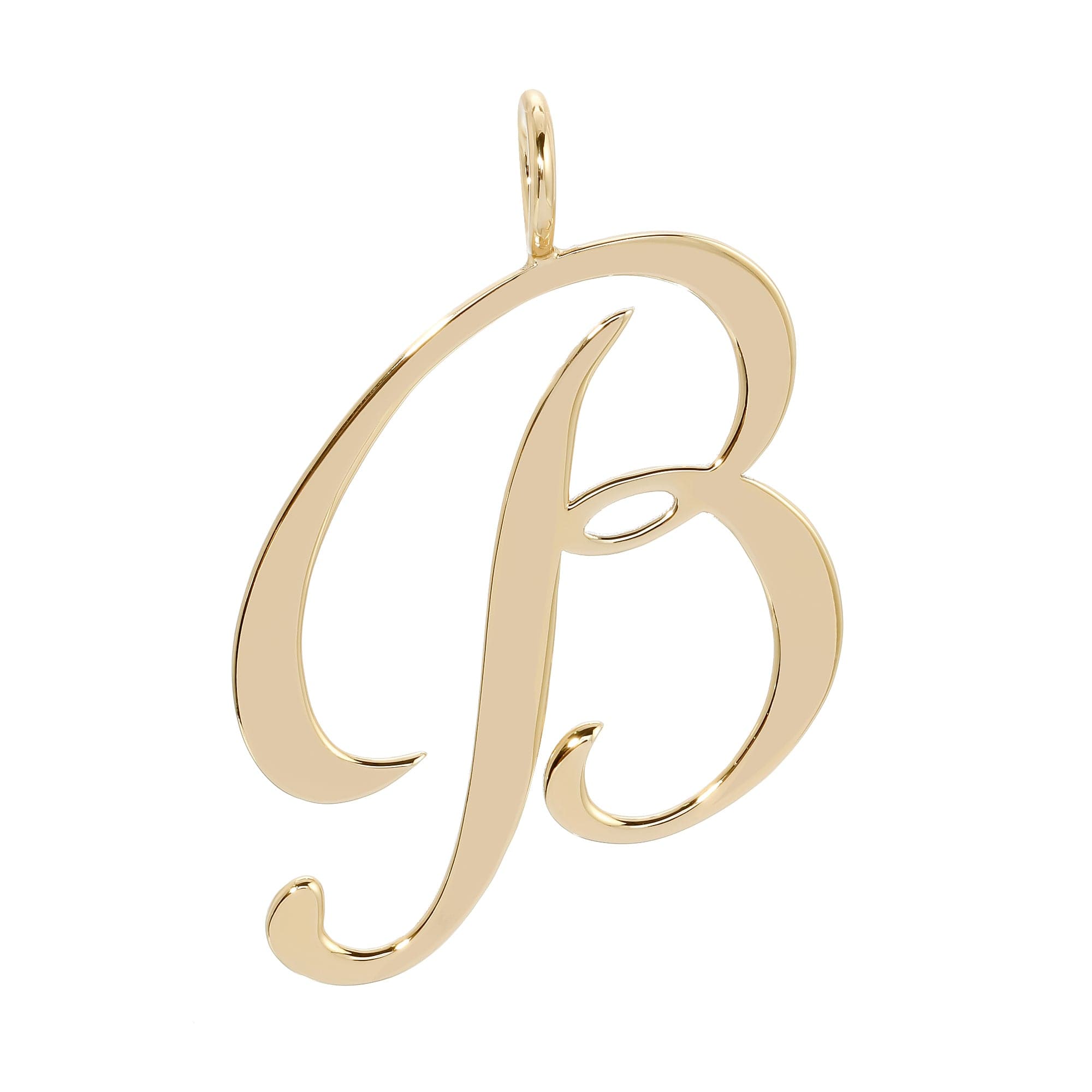 Gold cursive letter B pendant from Large Letter Pendants product lineup