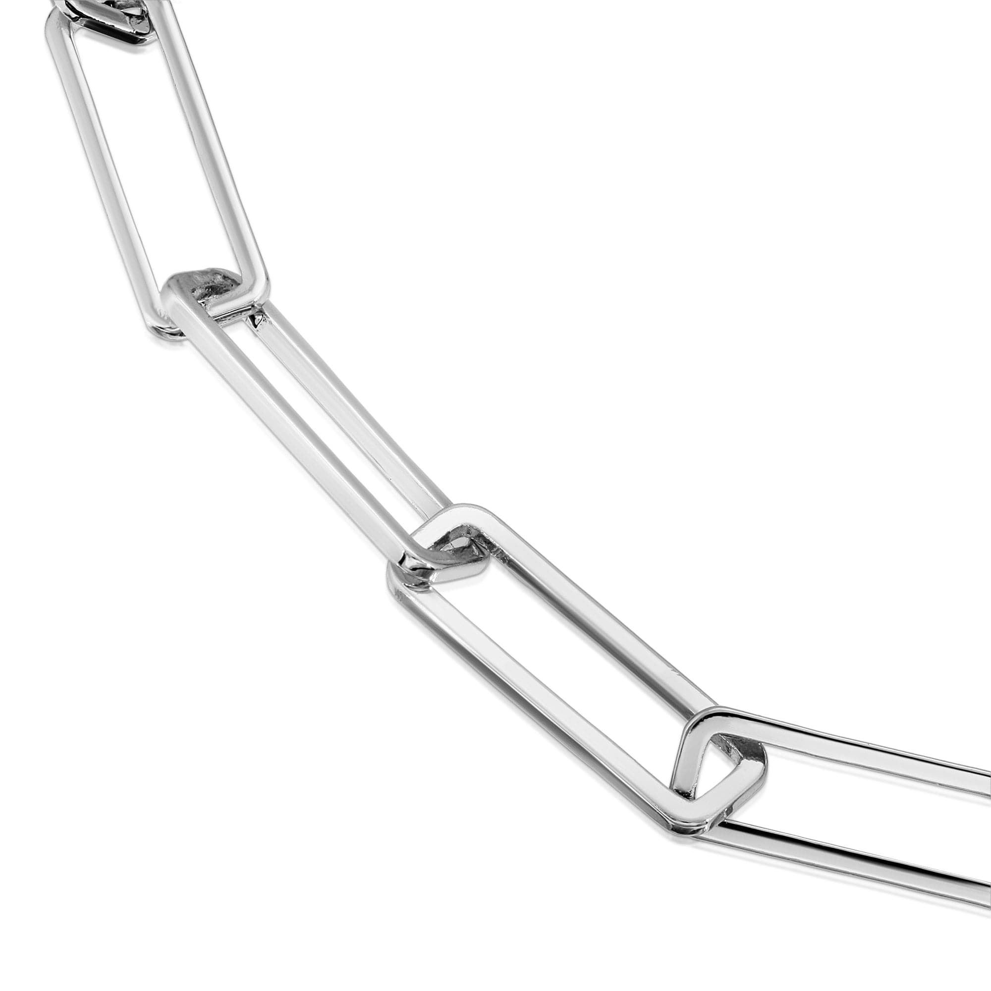 Silver paperclip chain used as stylish Large Rectangle Link Eyewear Chain