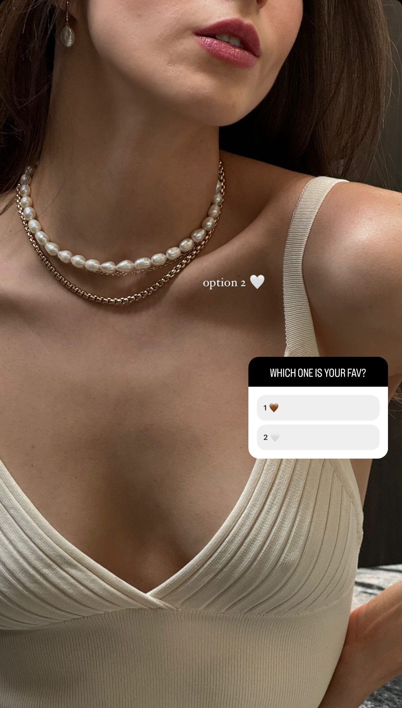 Layered Pearl and Gold Necklace from Luciana Box Chain Necklace collection