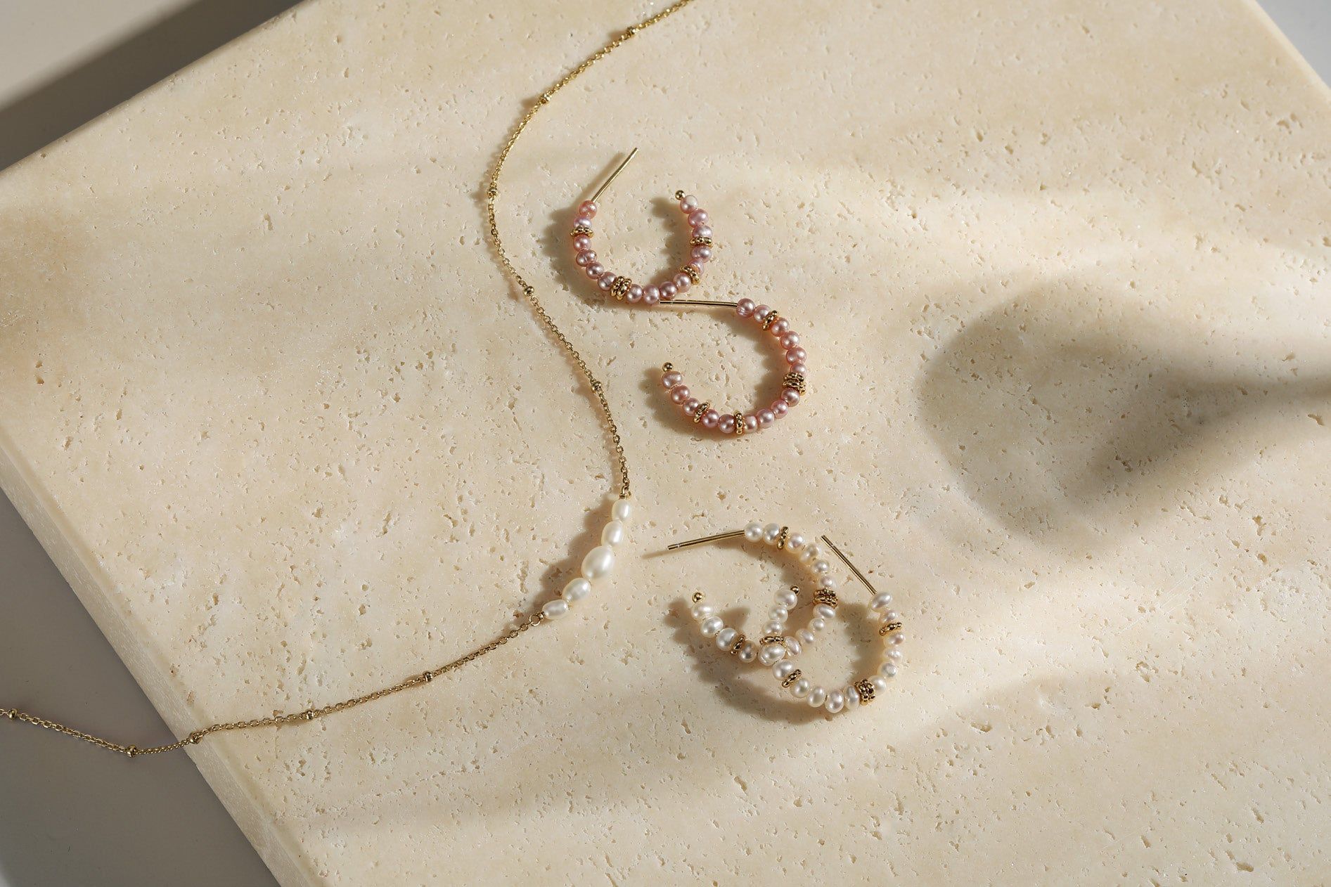 Pearl-accented jewelry set from Micro Clustered Pearl & Bead Necklace collection