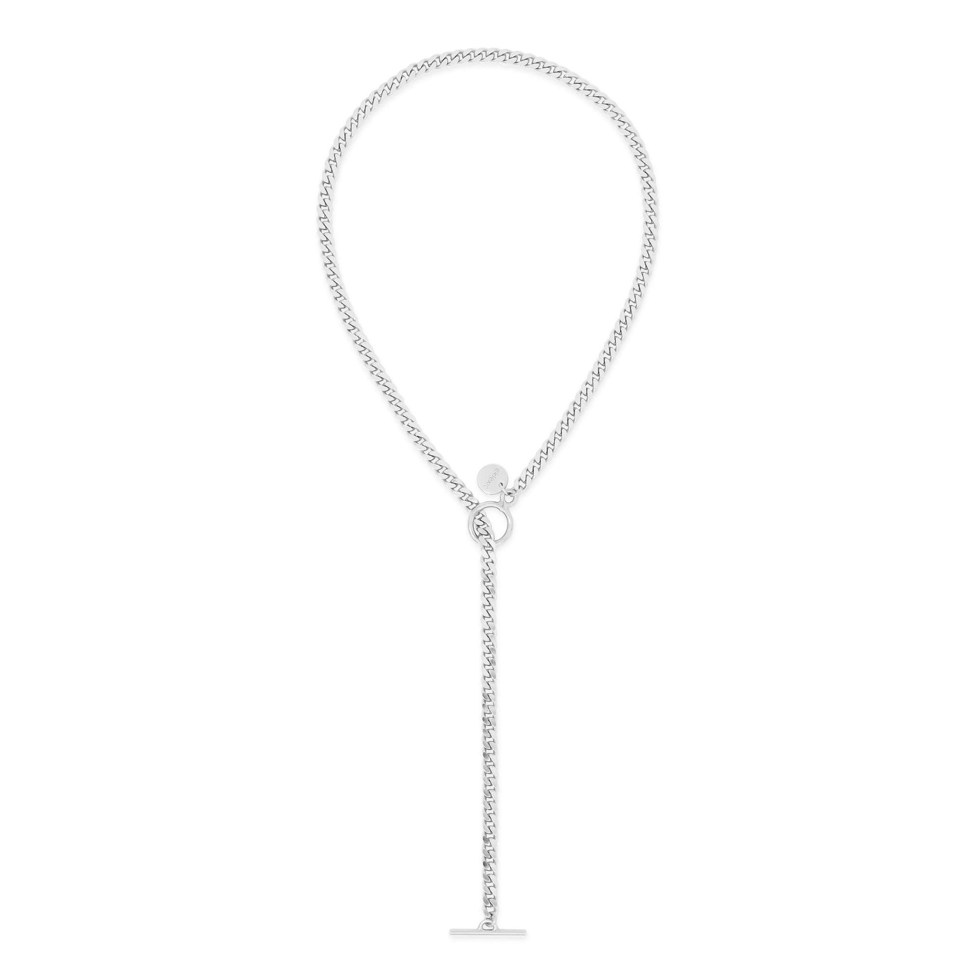 Silver chain lariat necklace from Micro Link Curb Chain Convertible Lariat collection