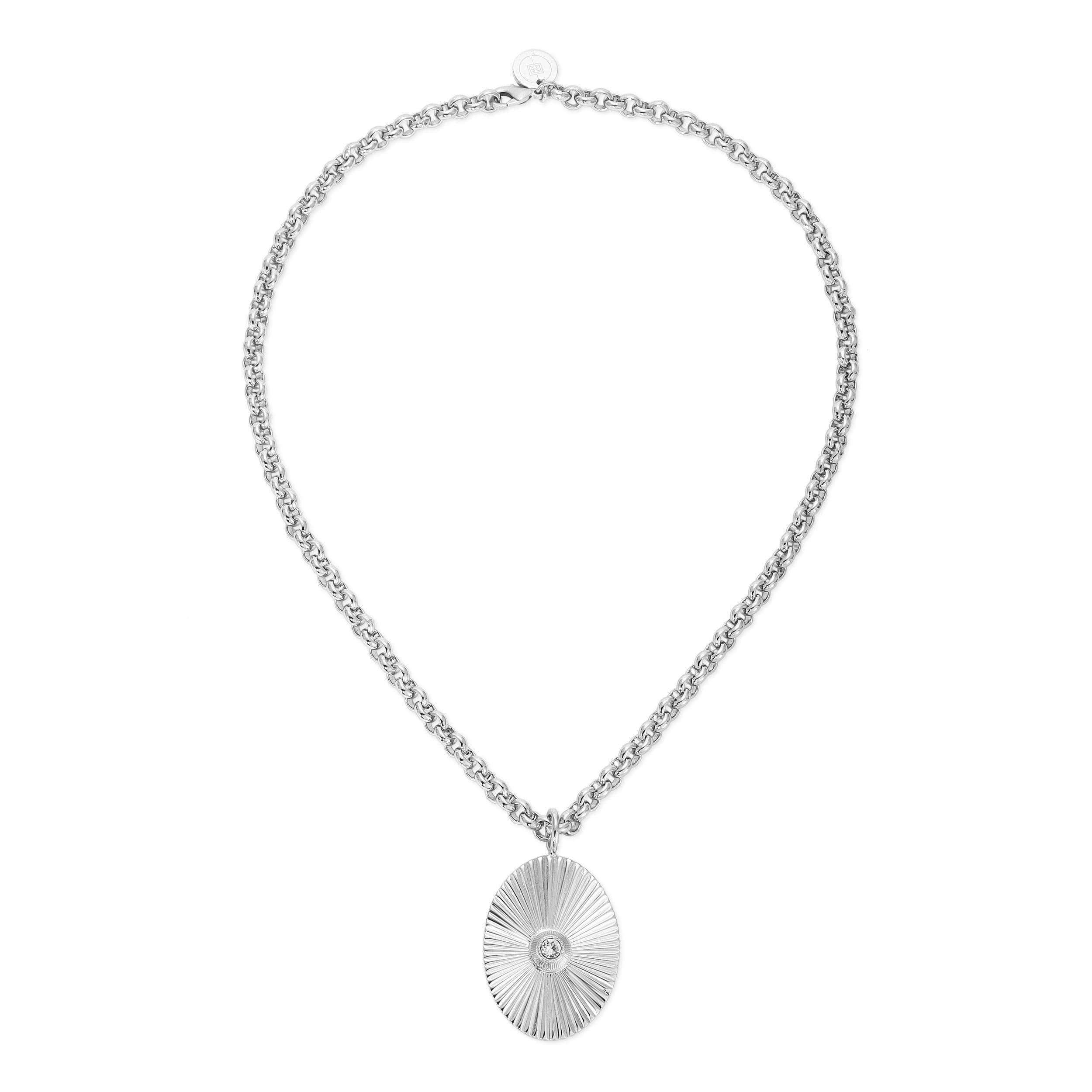 Silver chain necklace with an oval pendant from Ozzy Pendant Necklace collection
