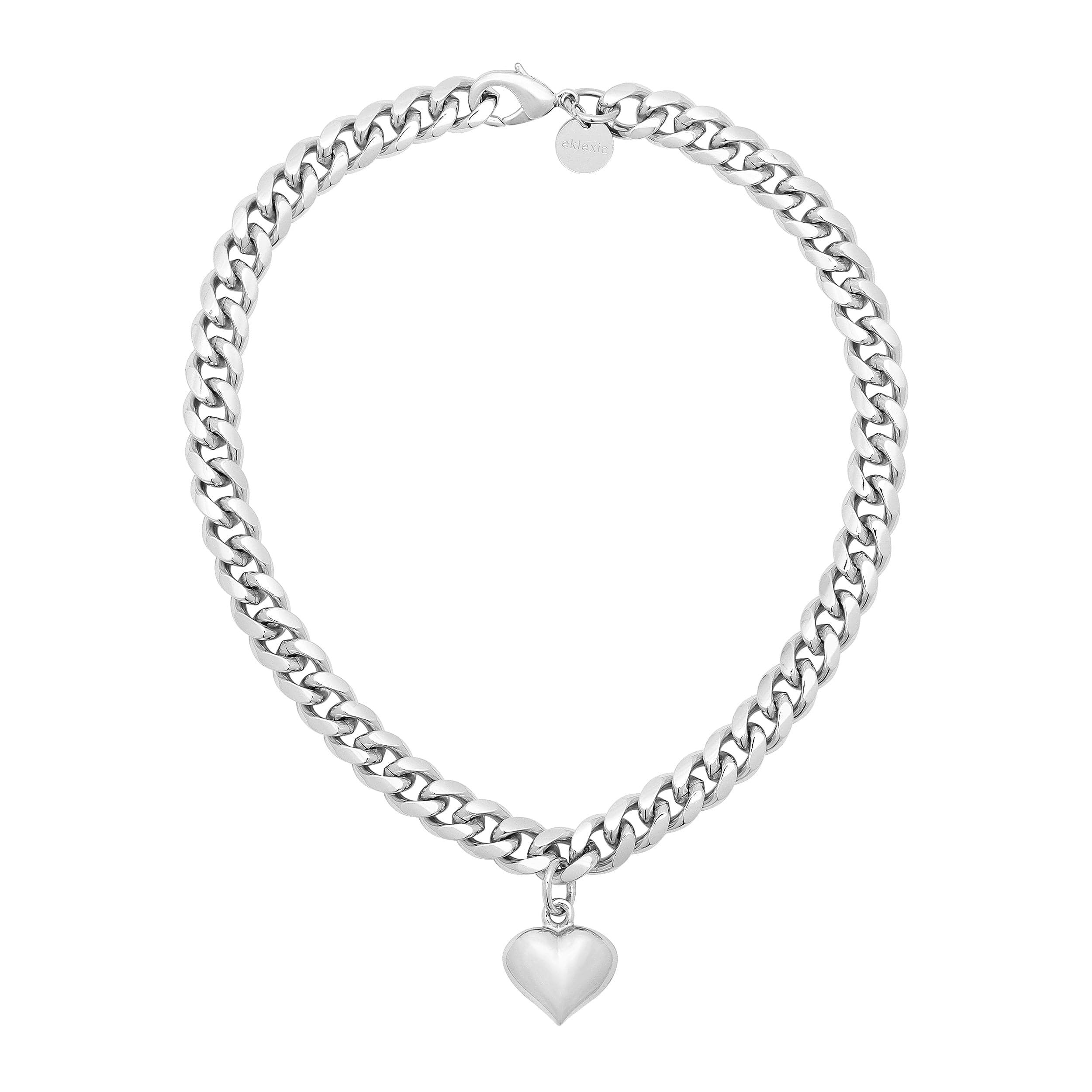 Silver chain necklace with heart pendant from Paola Choker Necklace collection