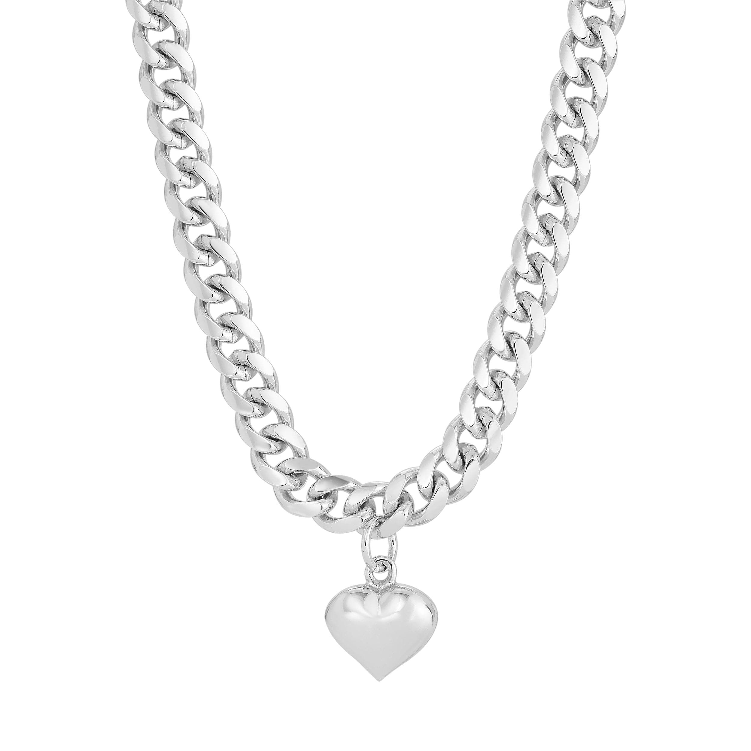 Silver chain necklace with heart pendant from Paola Choker Necklace collection