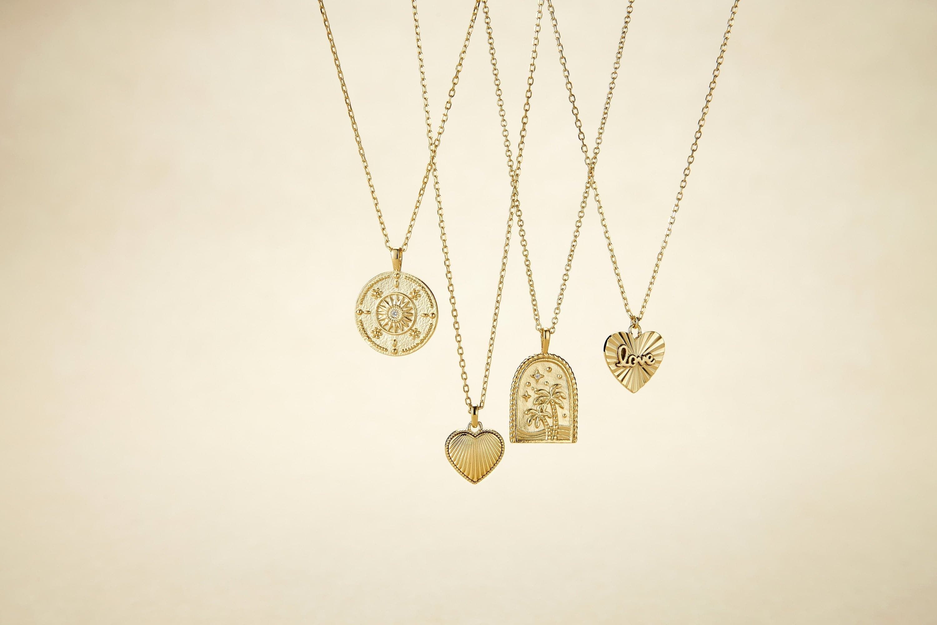 Round Sun Pendant With CZ Center Stone Necklace - Pendant Necklaces