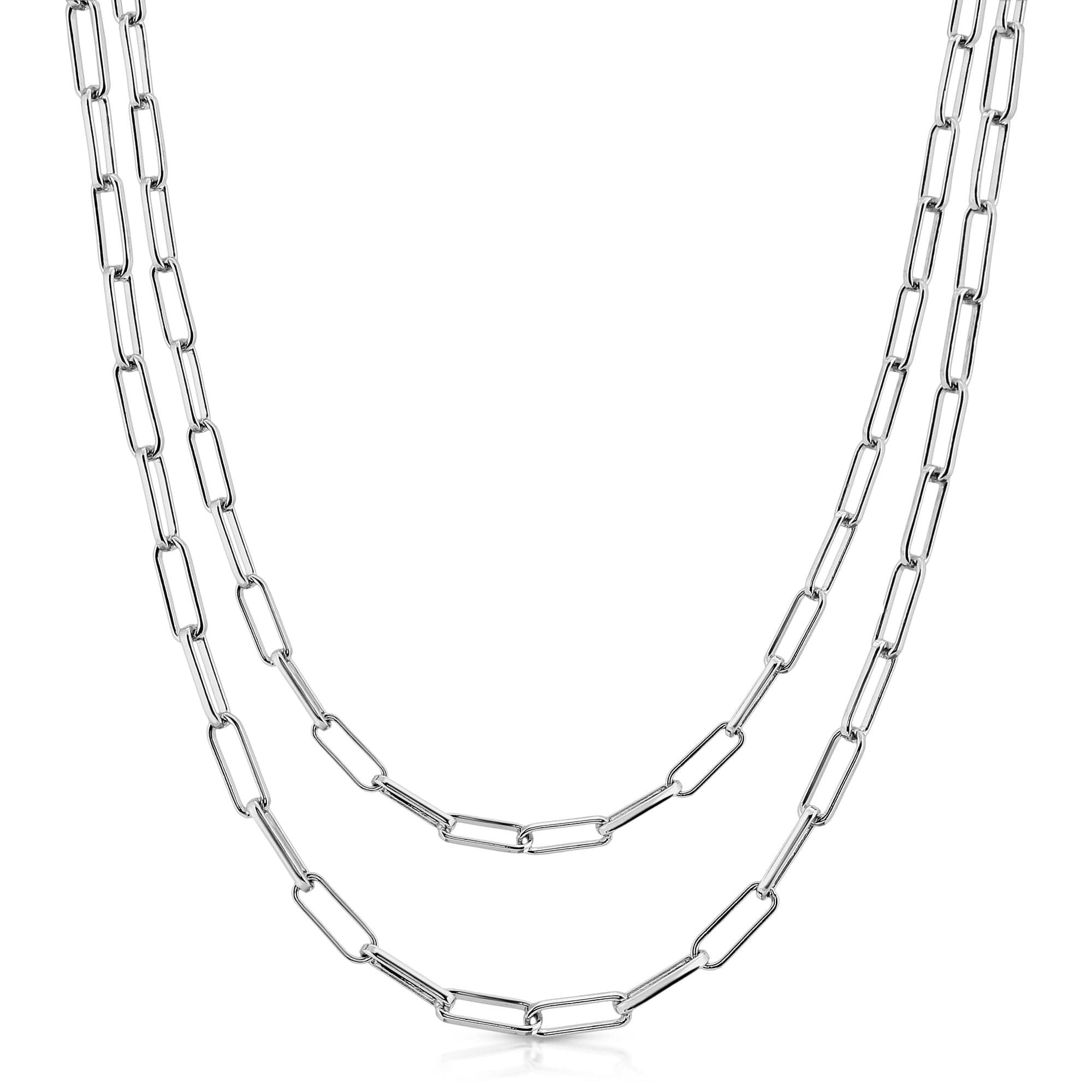 Silver rectangular link chain necklace perfect for casual or stylish looks
