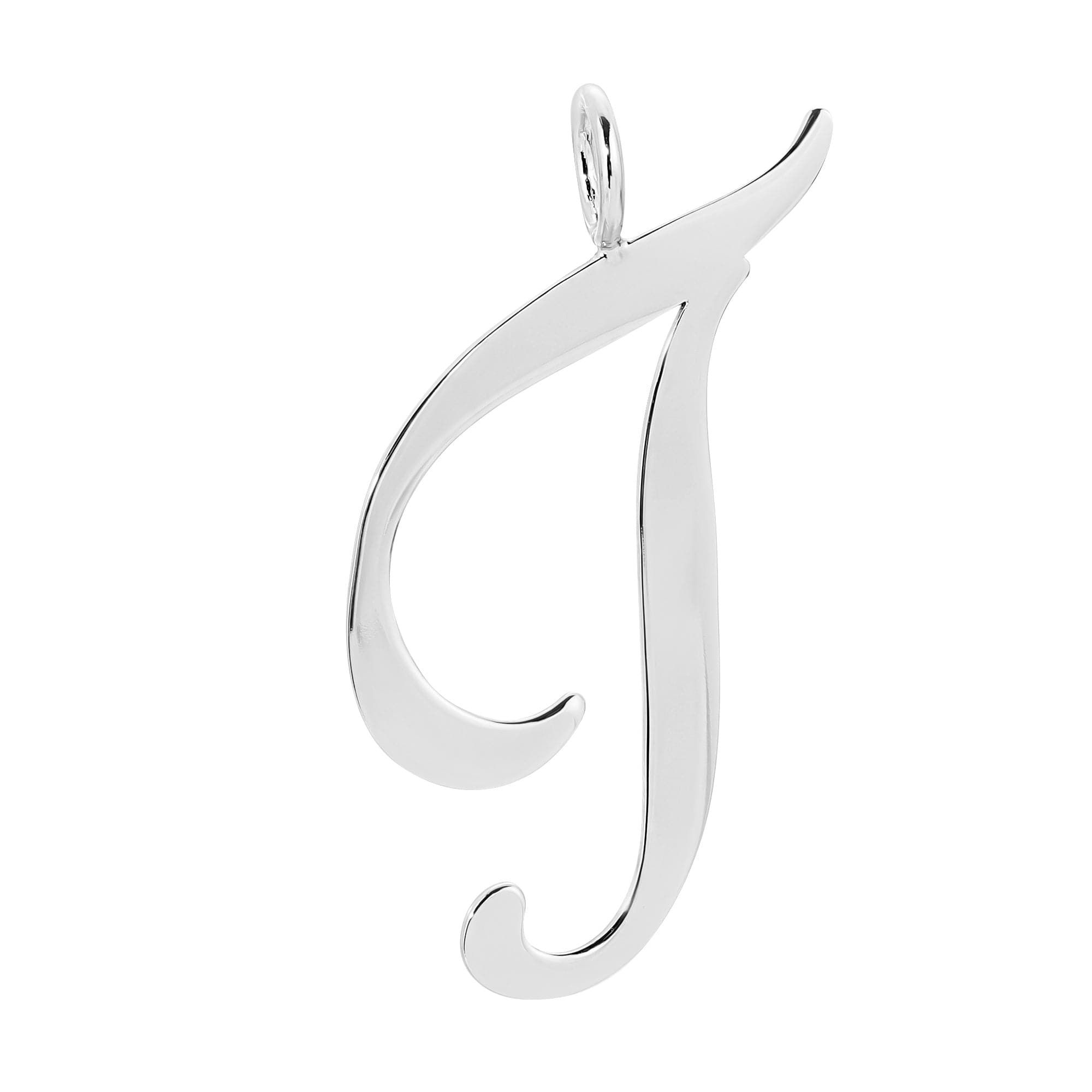 Silver cursive T pendant from Silver Large Letter Pendants for a stylish look