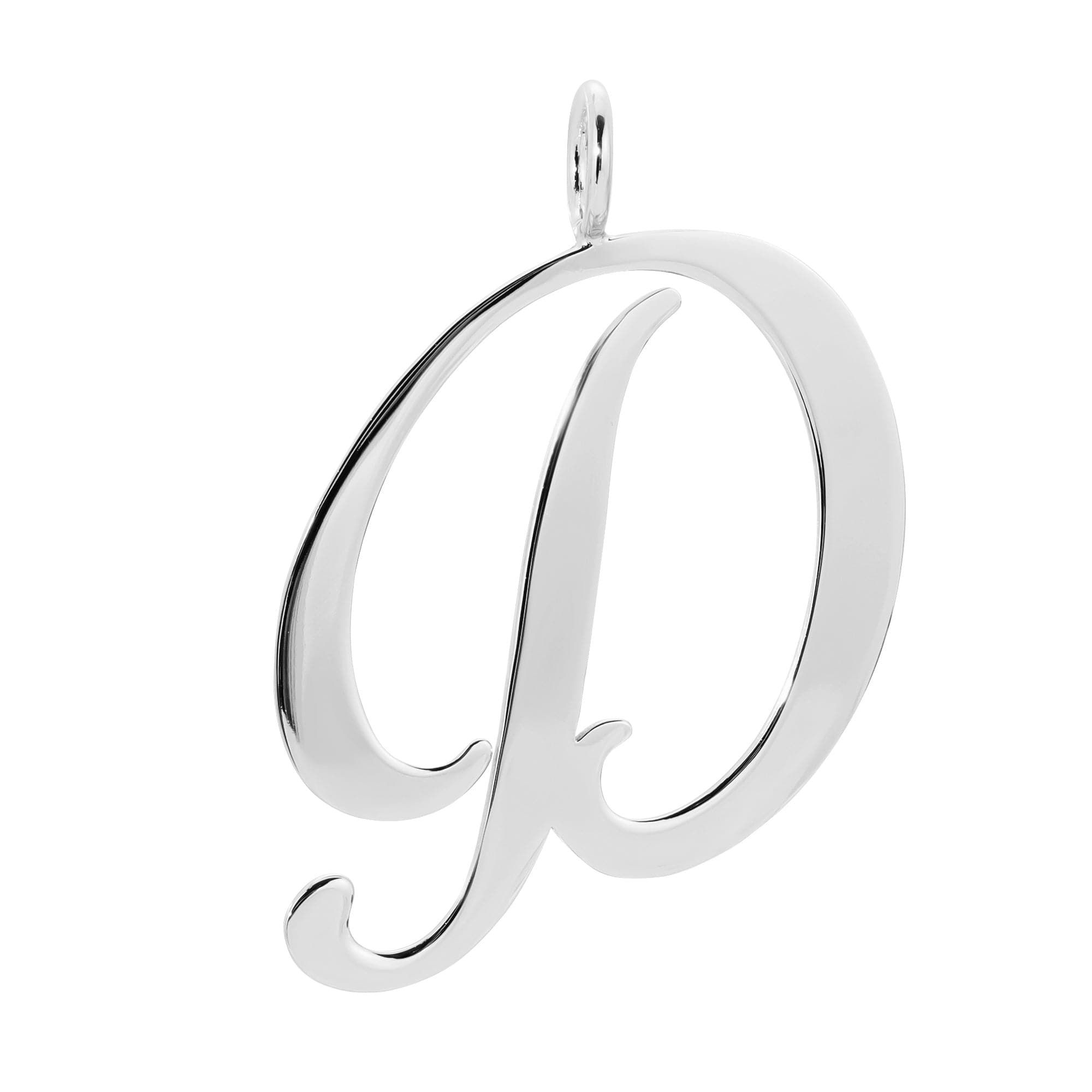 Silver cursive letter P pendant from Silver Large Letter Pendants collection