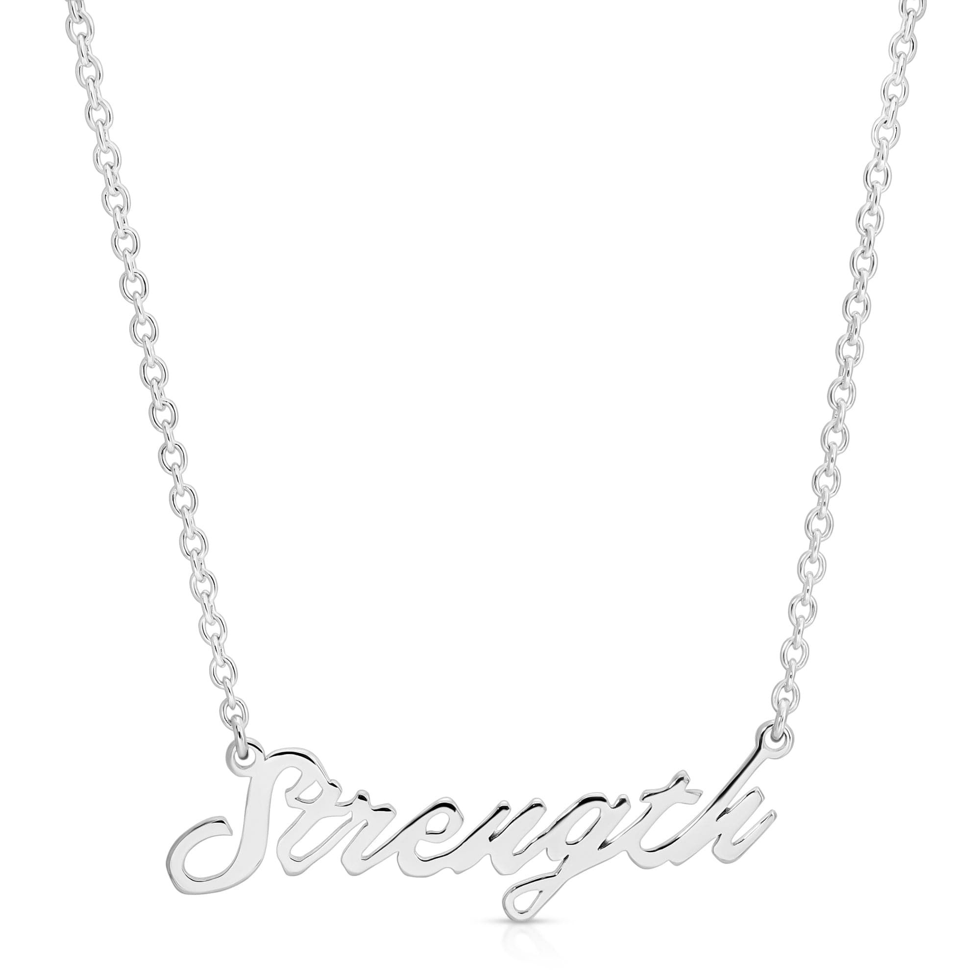 Silver Strength pendant necklace from the Strength Script Necklace collection now online