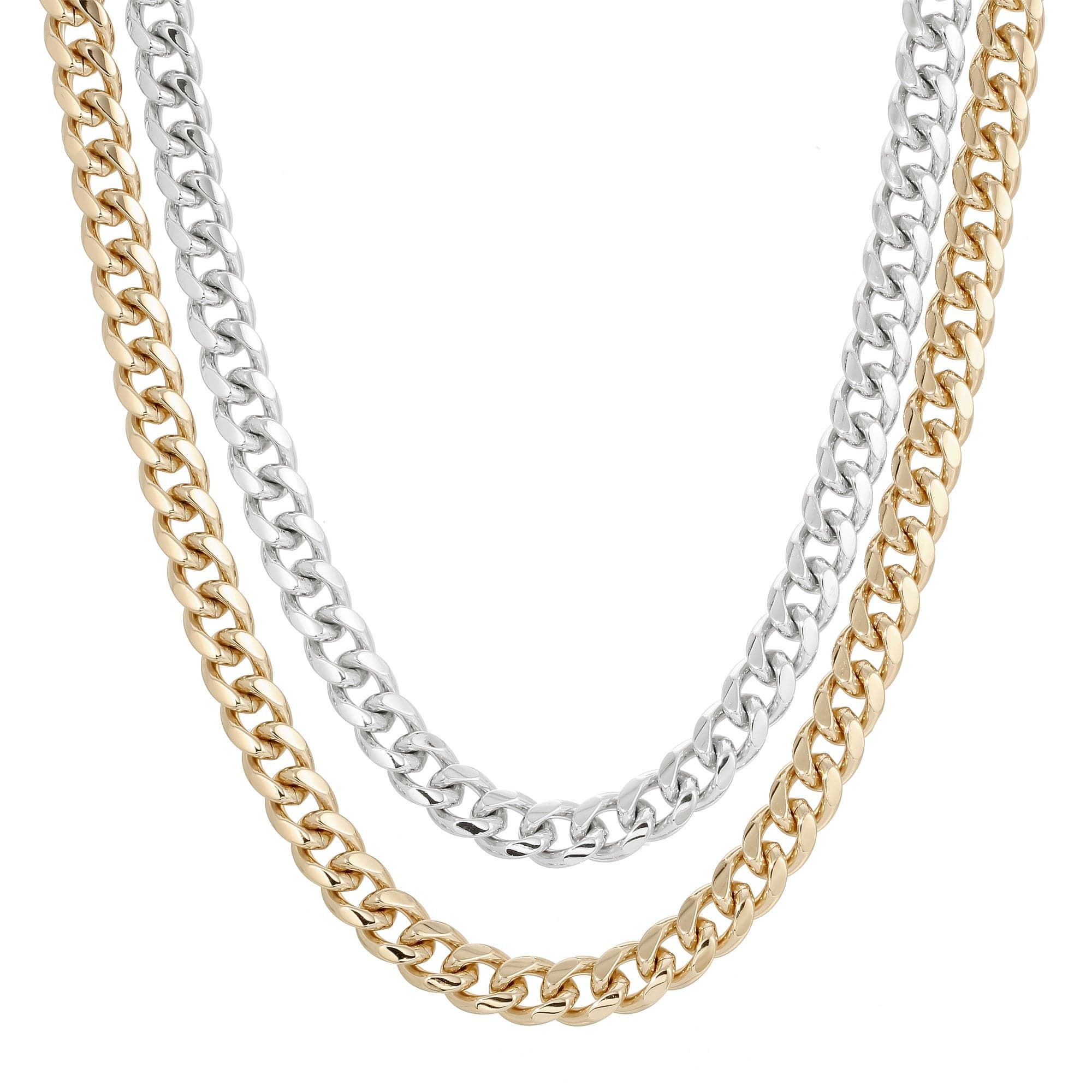 Two-toned metal curb chain necklaces for a stylish layered look