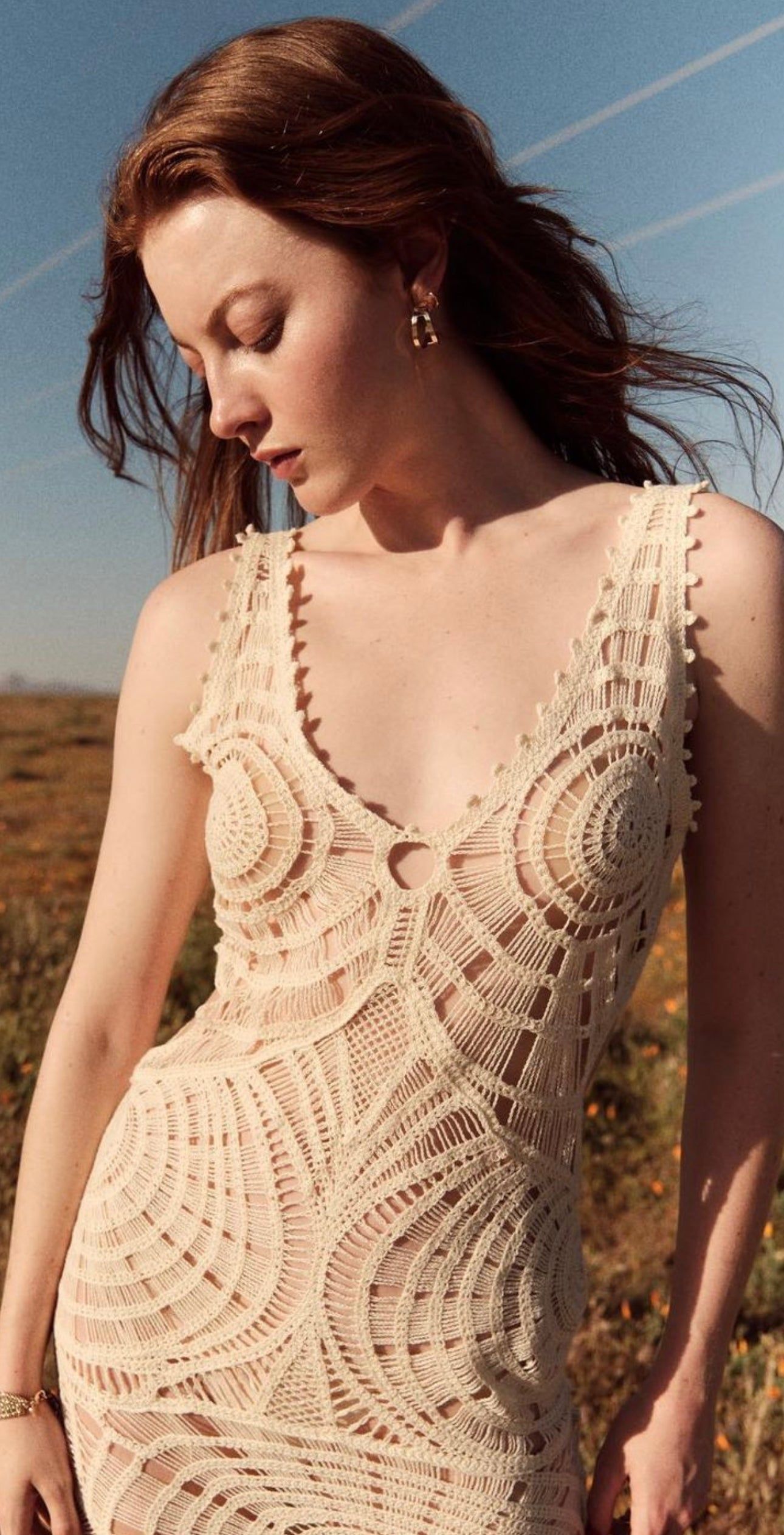 Lace-patterned sleeveless dress from Theo Cut-Out Tapered Hoops collection