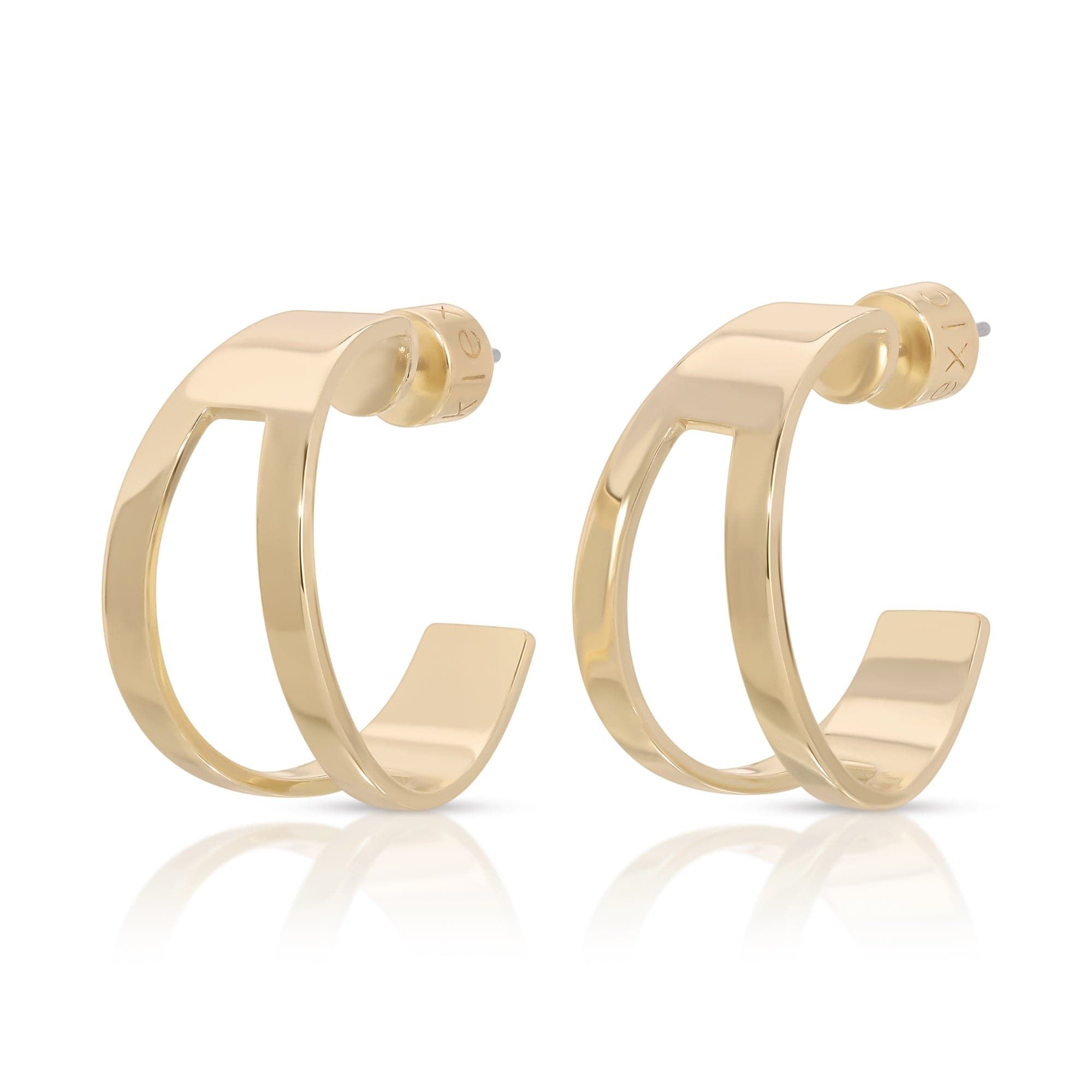 Gold hoop earrings from Theo Cut-Out Tapered Hoops collection, stylish and trendy accessory