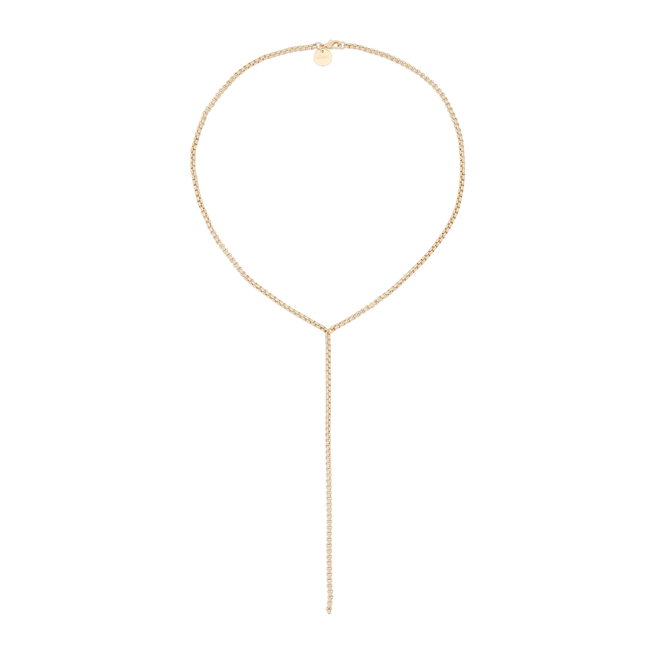 Gold-toned Y-shaped necklace from Thin Luciana Box Chain Lariat collection