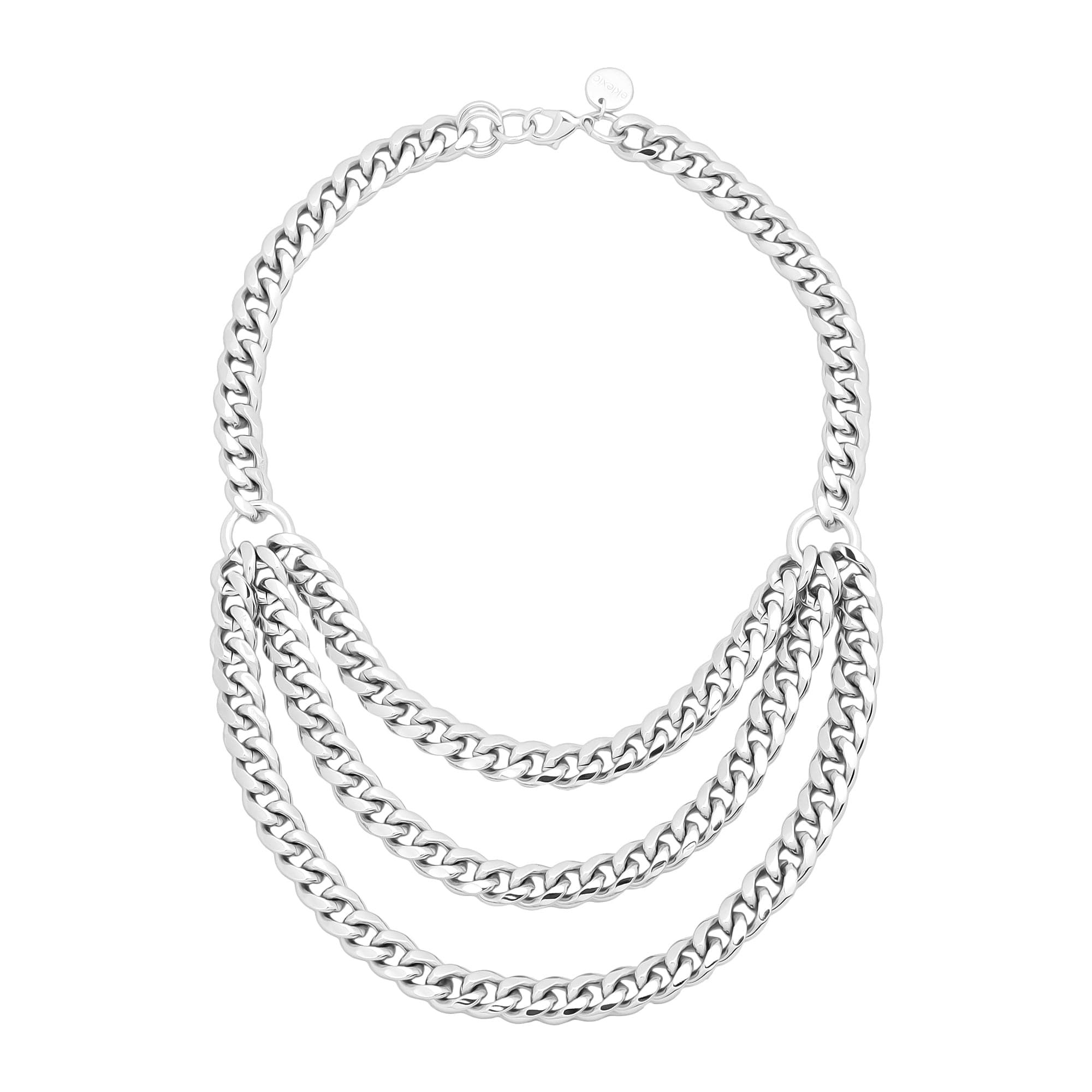 Silver-toned multi-strand curb chain necklace for a chic layered look