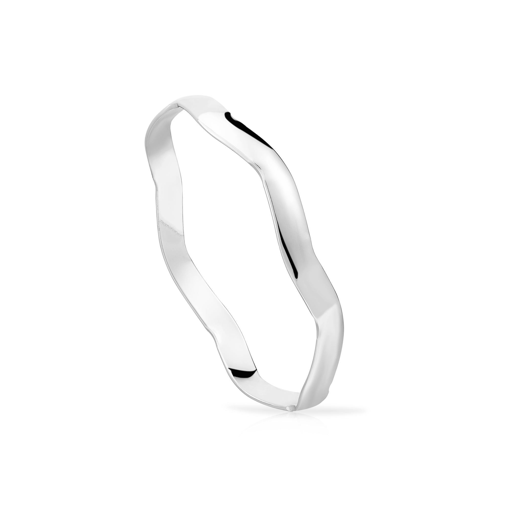 Silver wavy ring featured on Wavy Bangle for a stylish look