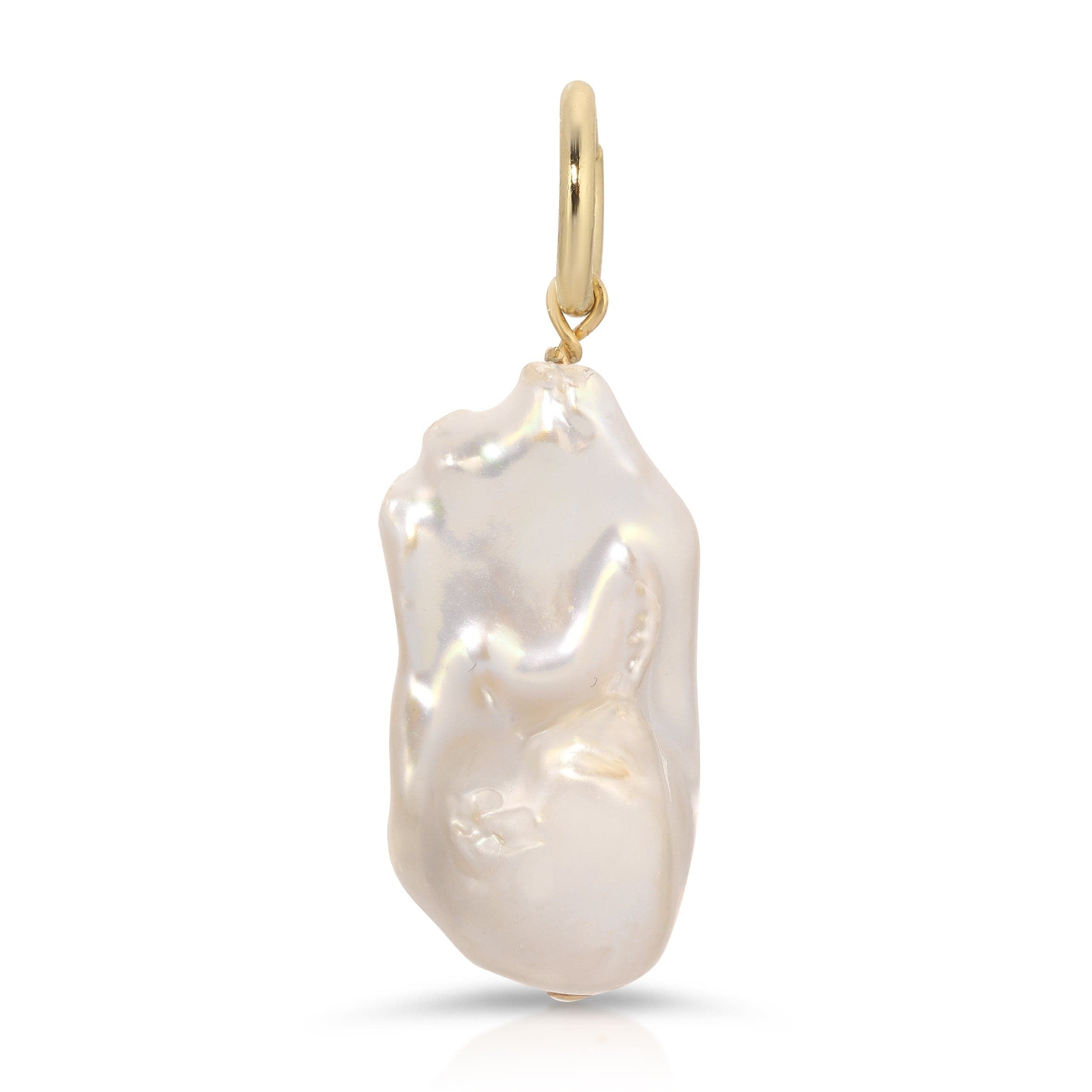 Beautiful XL Fresh Water Baroque Pearl Pendant with Gold Hoop jewelry picture