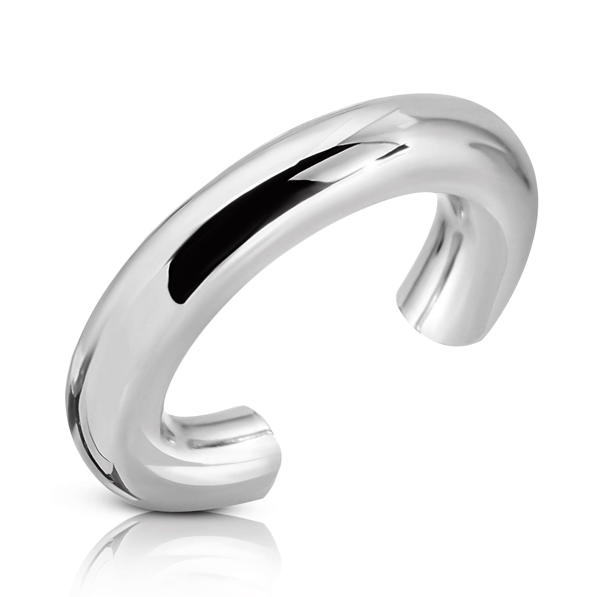 Shiny silver cuff bracelet from Zo Ear Cuff collection looks sleek and stylish