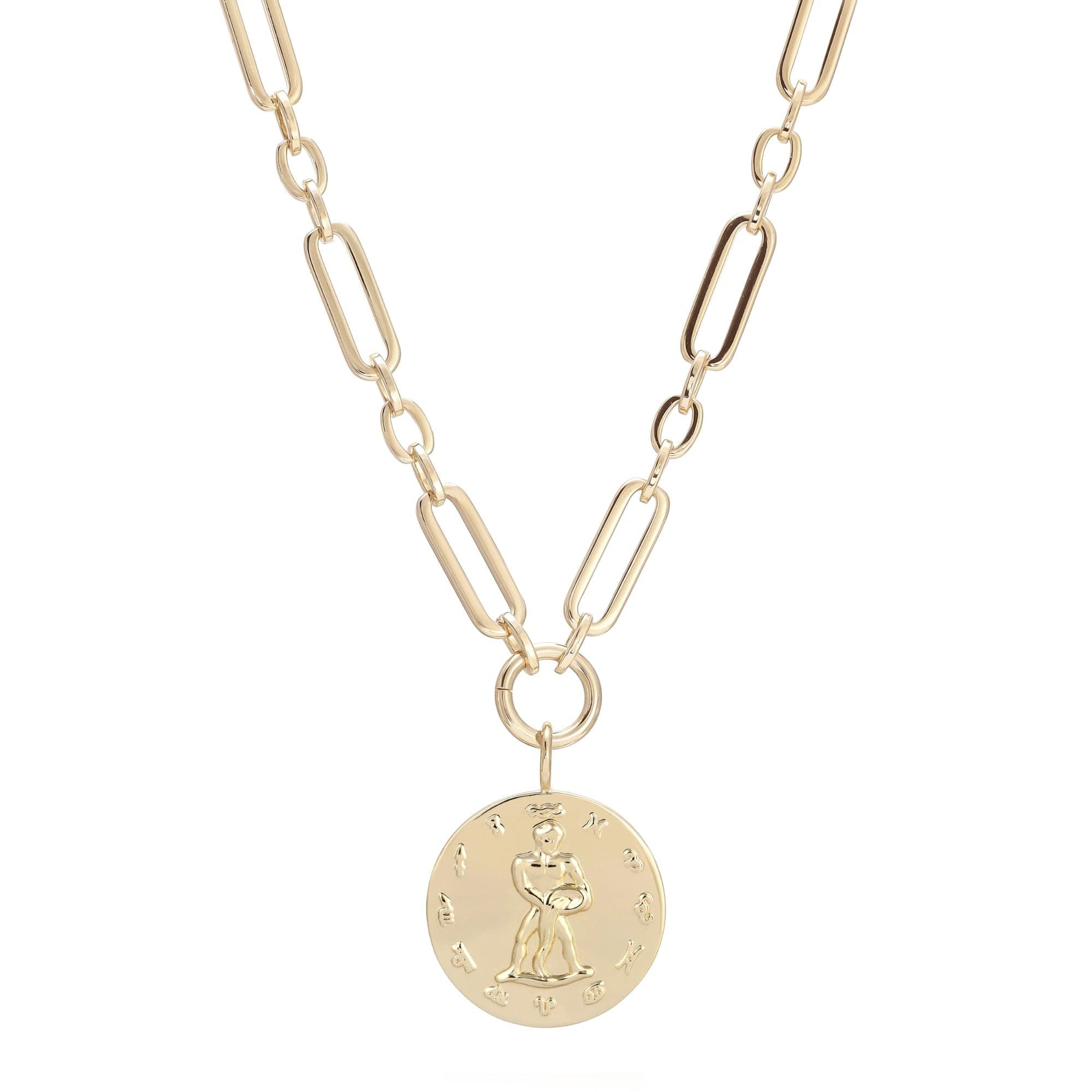 Gold-toned chain necklace with zodiac pendant for Zodiac Pendant Necklace product display