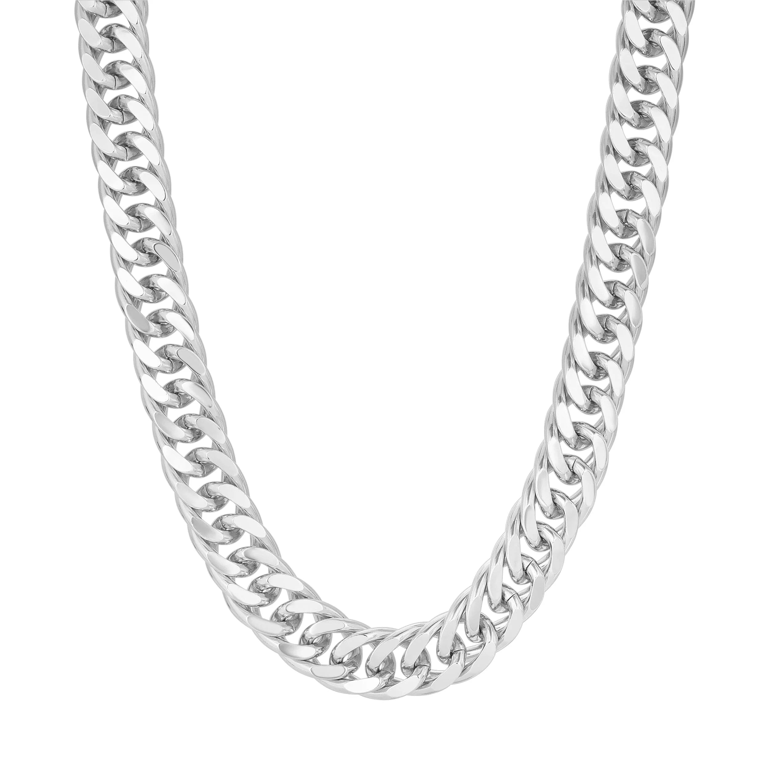 Arya Necklace with a sleek silver slinky curb chain from the layering necklace collection