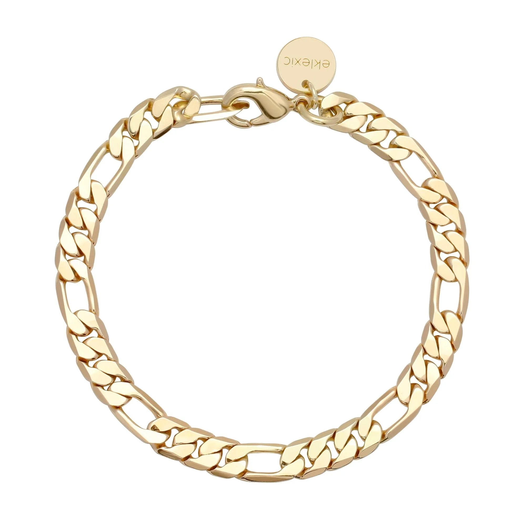 Gold-toned Figaro chain bracelet with lobster clasp, perfect for Baby Axel Bracelet style