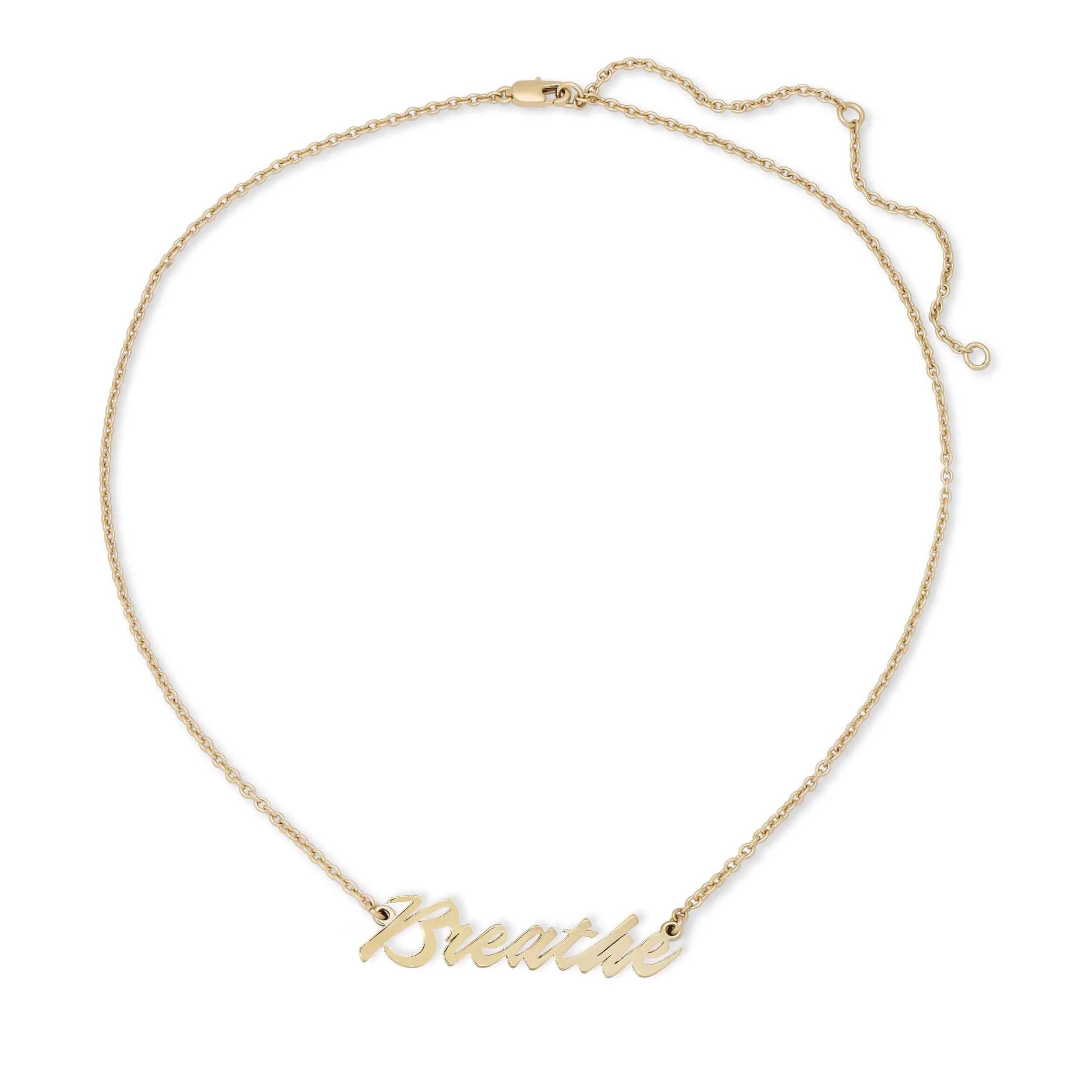 Gold Breathe Necklace with recycled brass plating and rhodium finish