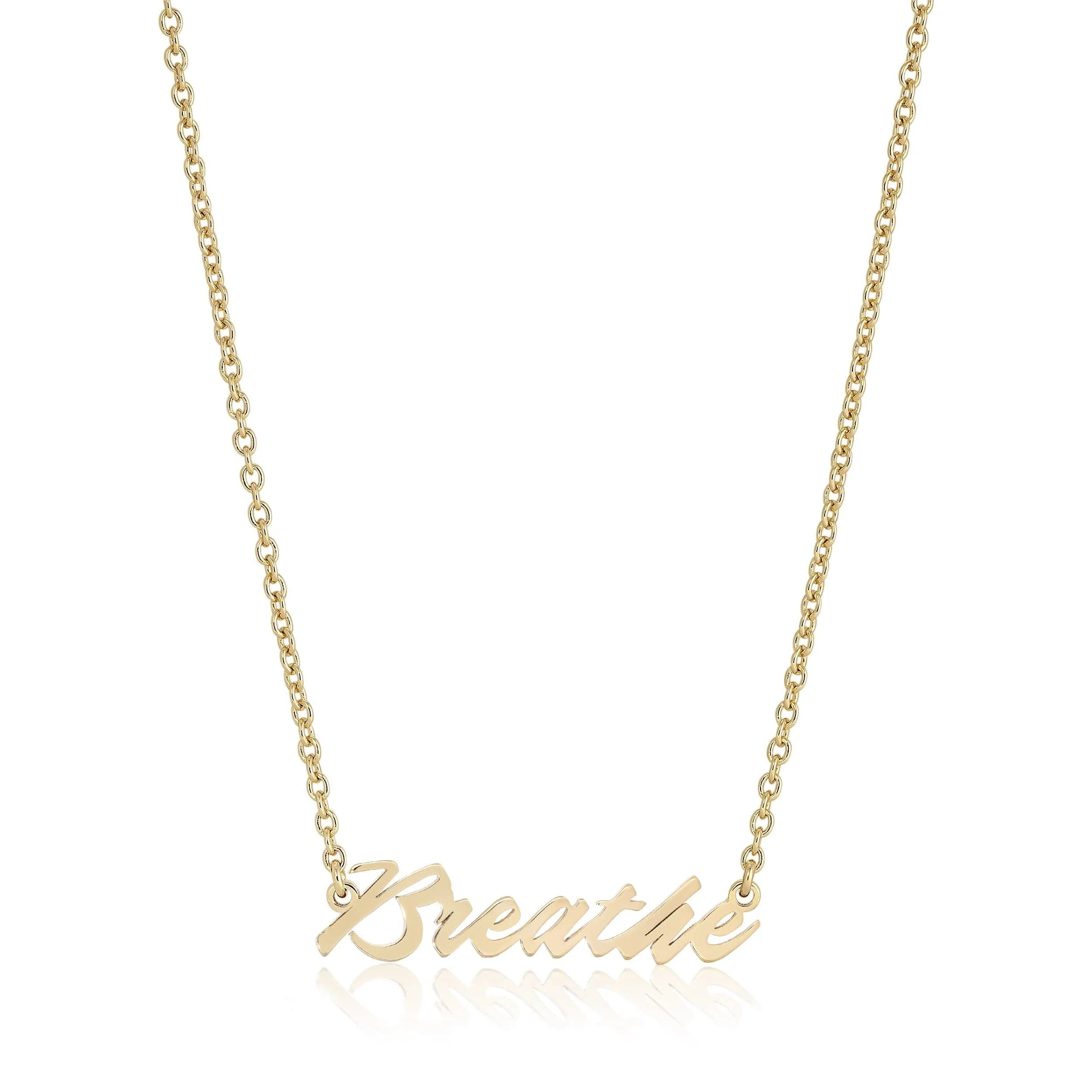 Gold Breathe necklace with recycled brass plating and rhodium finish, stylish jewelry piece