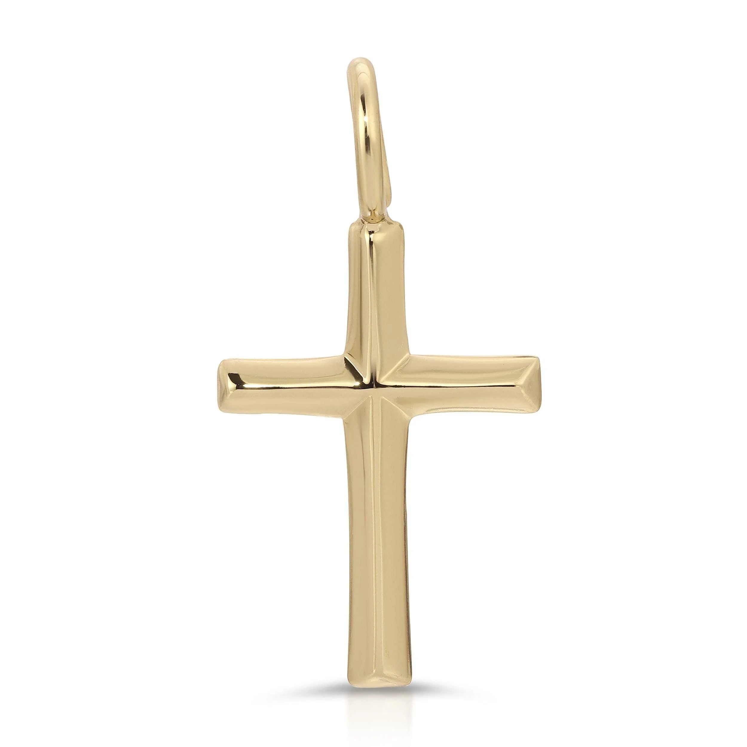 Gold cross pendant with recycled brass finishes and rhodium plating for eco-friendly jewelry