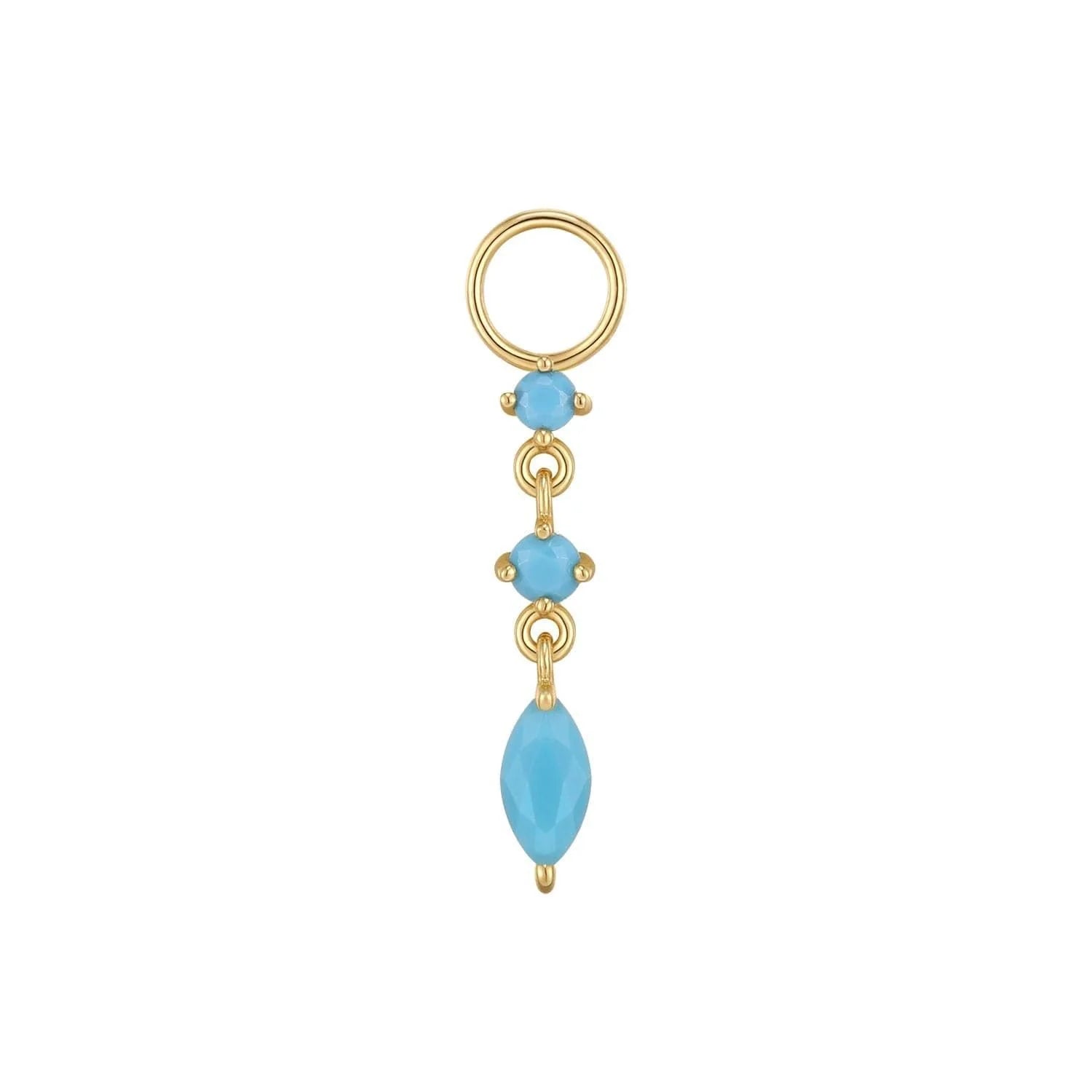 Gold and turquoise charm from CZ Drip Hoop Charm With Turquoise, vermeil collection earrings