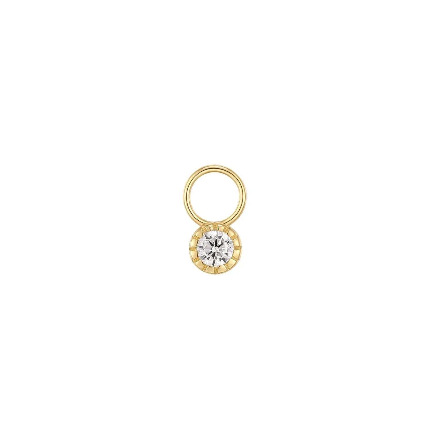 Gold pendant with clear gemstone from CZ Solitaire Hoop Charm in 14k gold vermeil