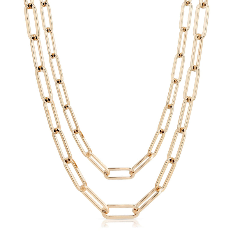 Double Large Elongated Link Chain Necklace