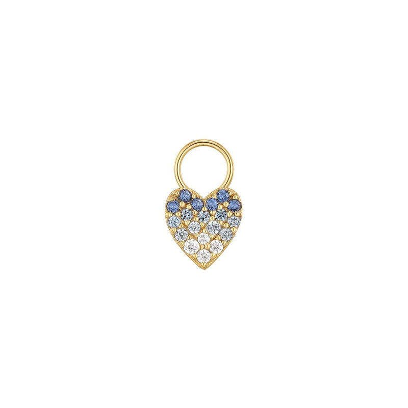 SOLID CZ HEART HOOP CHARM (BLUE OMBRE)