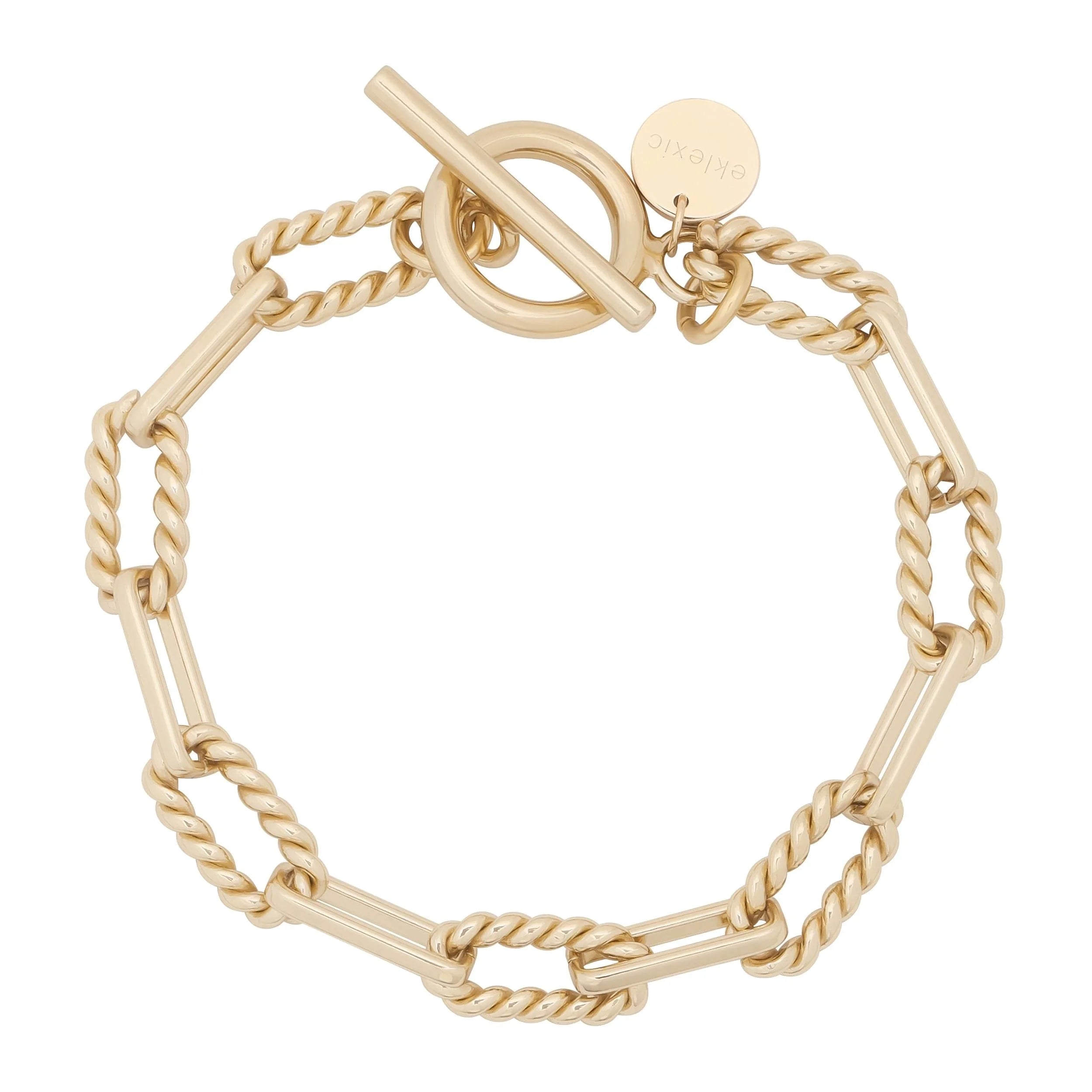 Gold-toned Enzo Toggle Chain Bracelet with twisted link chain and toggle clasp