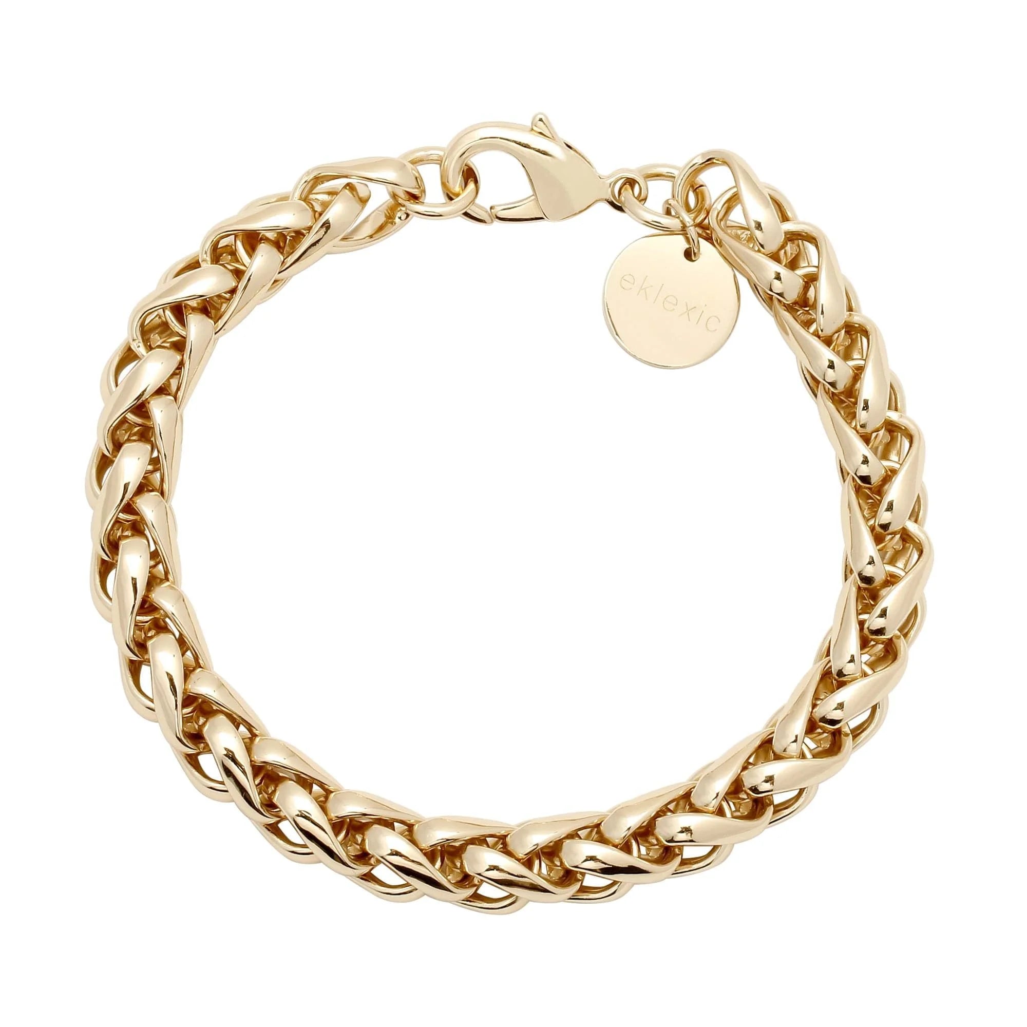 Esmé Bracelet featuring a gold-toned Chopin chain with 7mm wide clasp and round charm